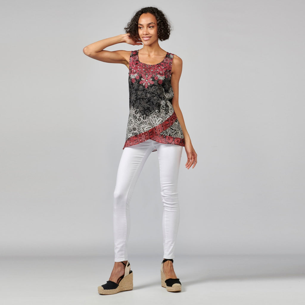 Top Mujer Sin Mangas Estampado Étnico Floral – Koroshi 2112TP51