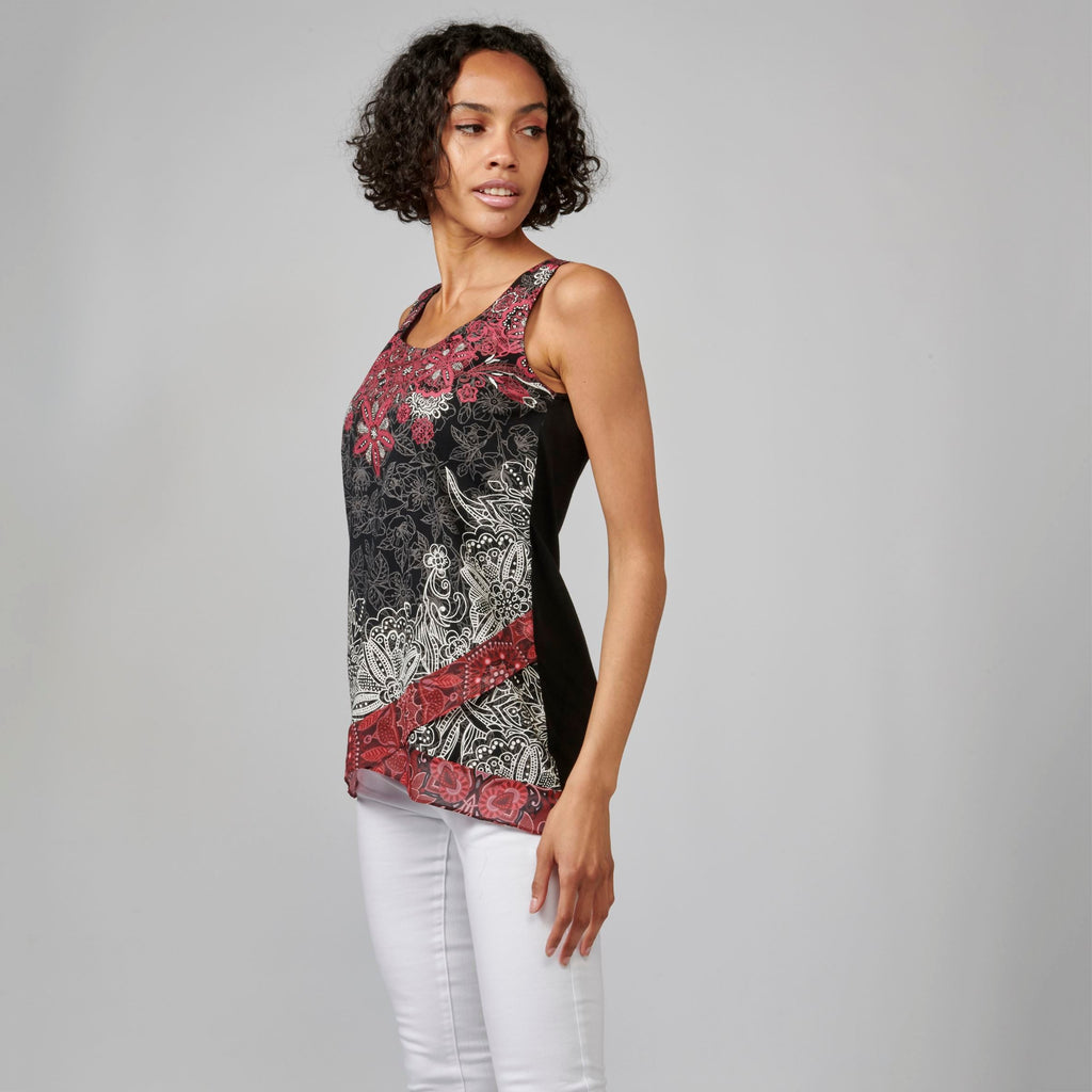Top Mujer Sin Mangas Estampado Étnico Floral – Koroshi 2112TP51