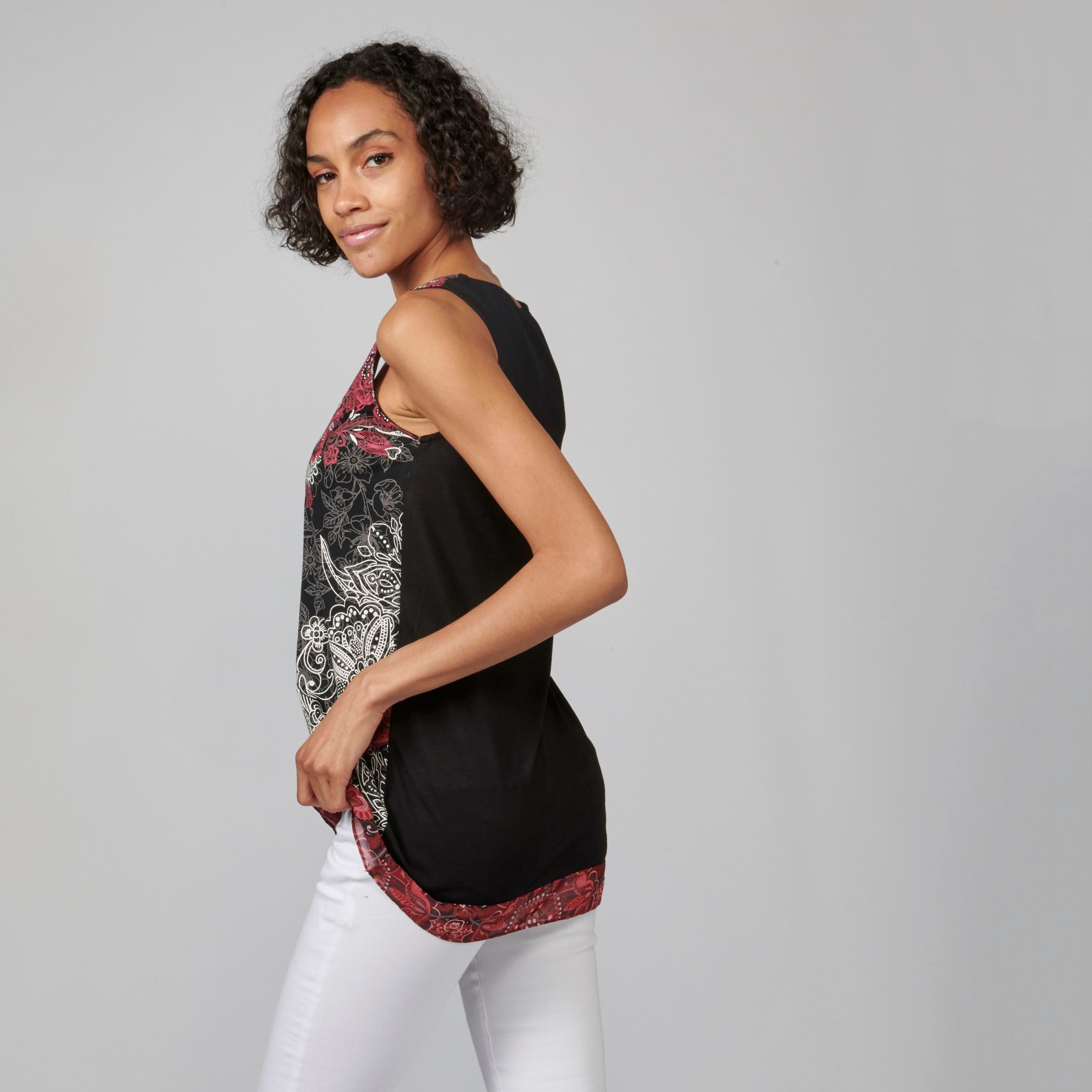 Top Mujer Sin Mangas Estampado Étnico Floral – Koroshi 2112TP51