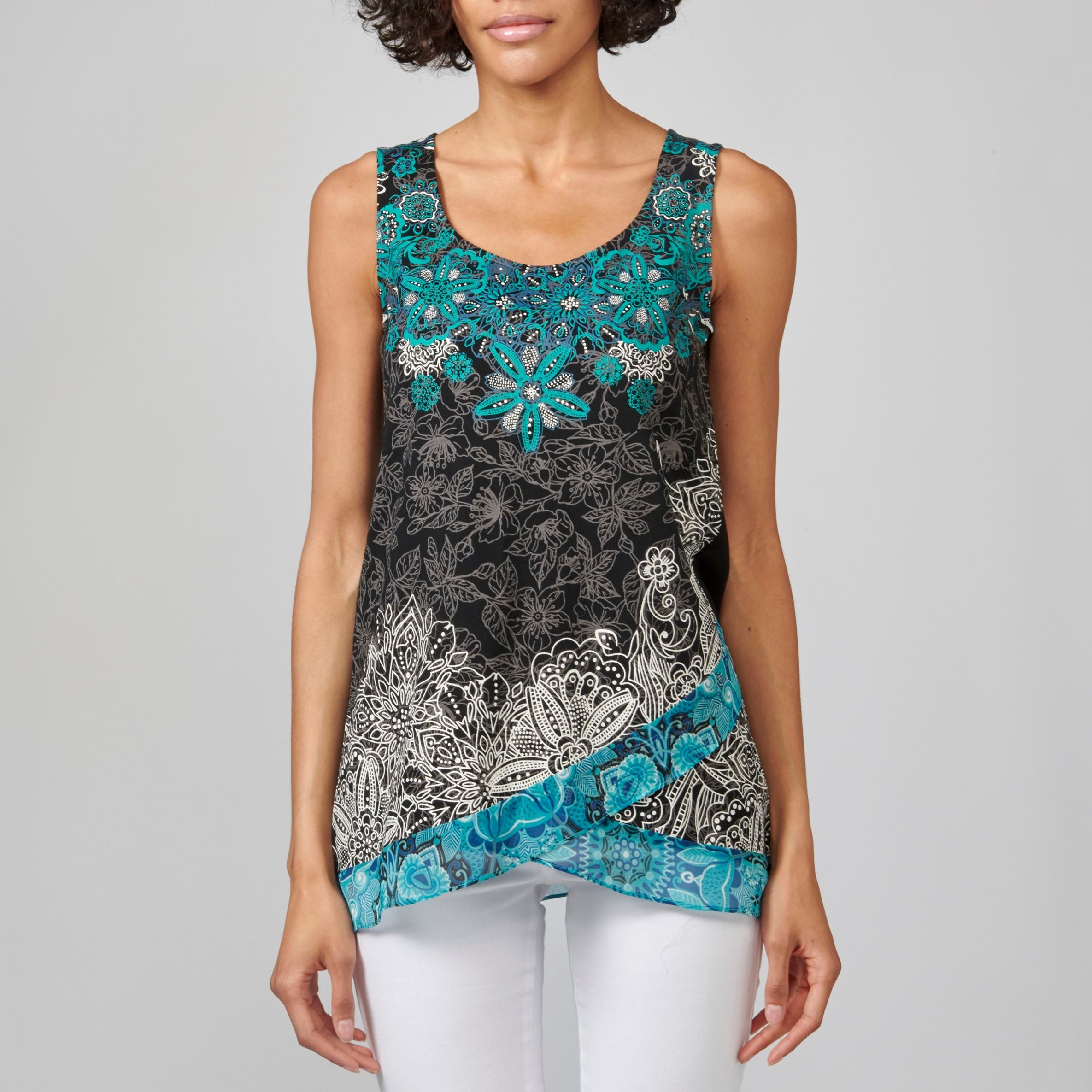 Top Mujer Sin Mangas Estampado Étnico Floral – Koroshi 2112TP51