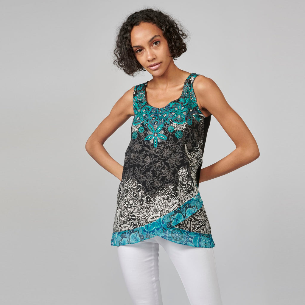 Top Mujer Sin Mangas Estampado Étnico Floral – Koroshi 2112TP51