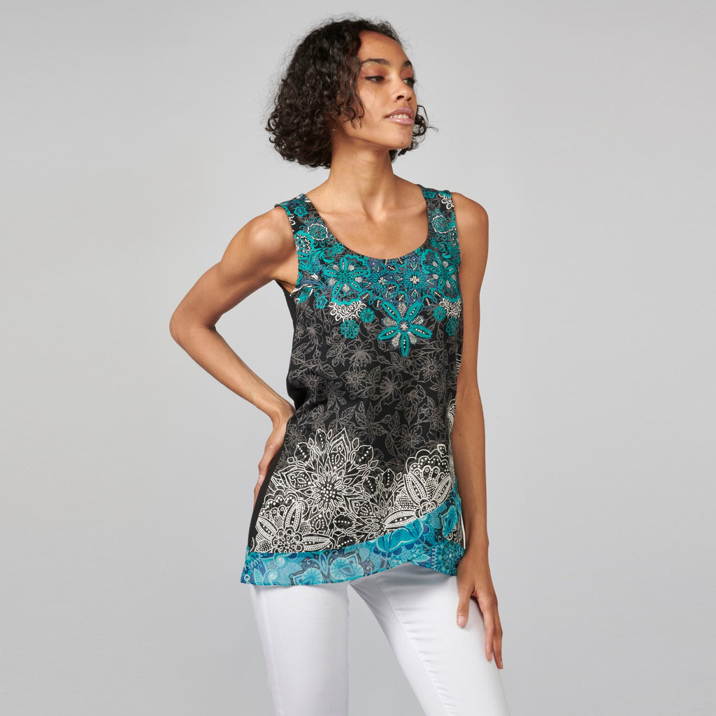 Top Mujer Sin Mangas Estampado Étnico Floral – Koroshi 2112TP51