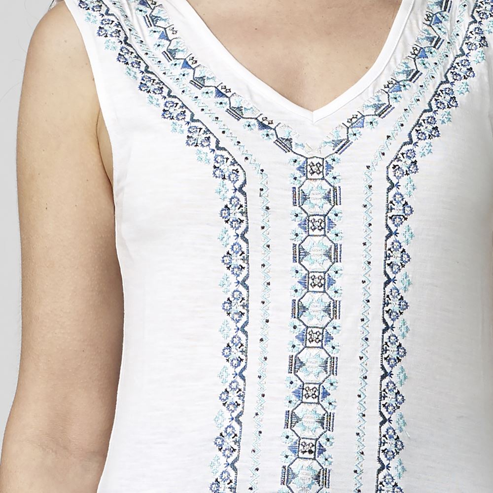 Top Sin Mangas Mujer Estampado Étnico Escote Pico – Koroshi 2112TP60