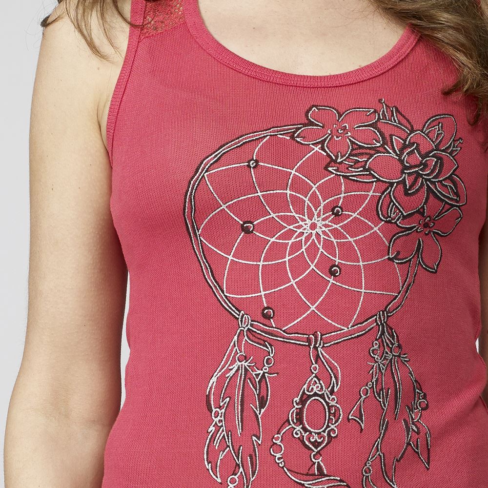 Top de Tirantes Mujer Estampado Étnico Efecto Lavado – Koroshi Coral