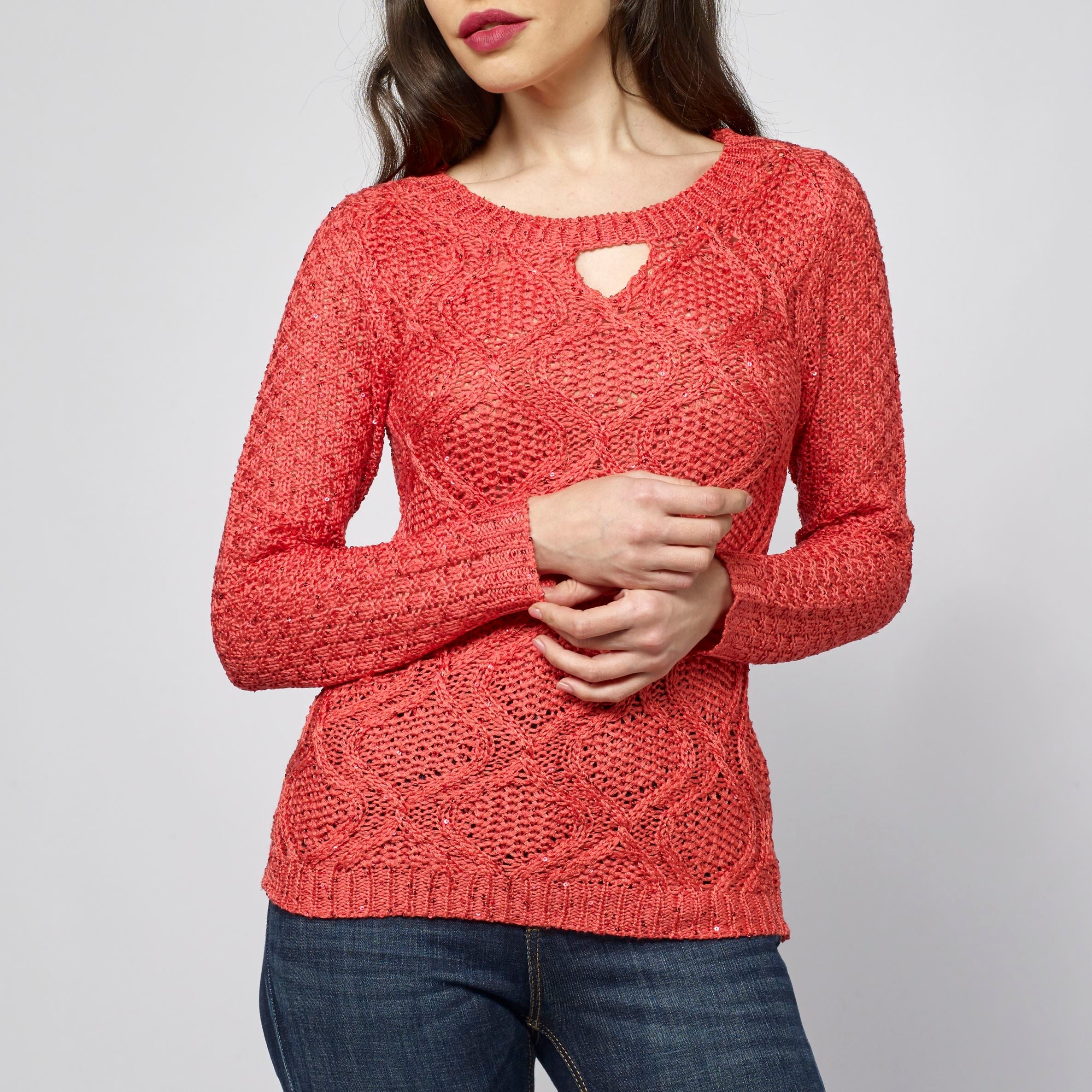 Jersey de Punto Calado Mujer Cuello Redondo – Koroshi 2112TR19