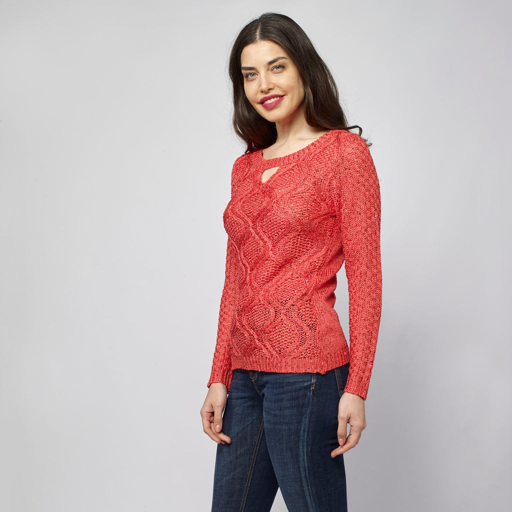 Jersey de Punto Calado Mujer Cuello Redondo – Koroshi 2112TR19