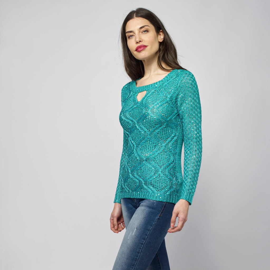 Jersey de Punto Calado Mujer Cuello Redondo – Koroshi 2112TR19