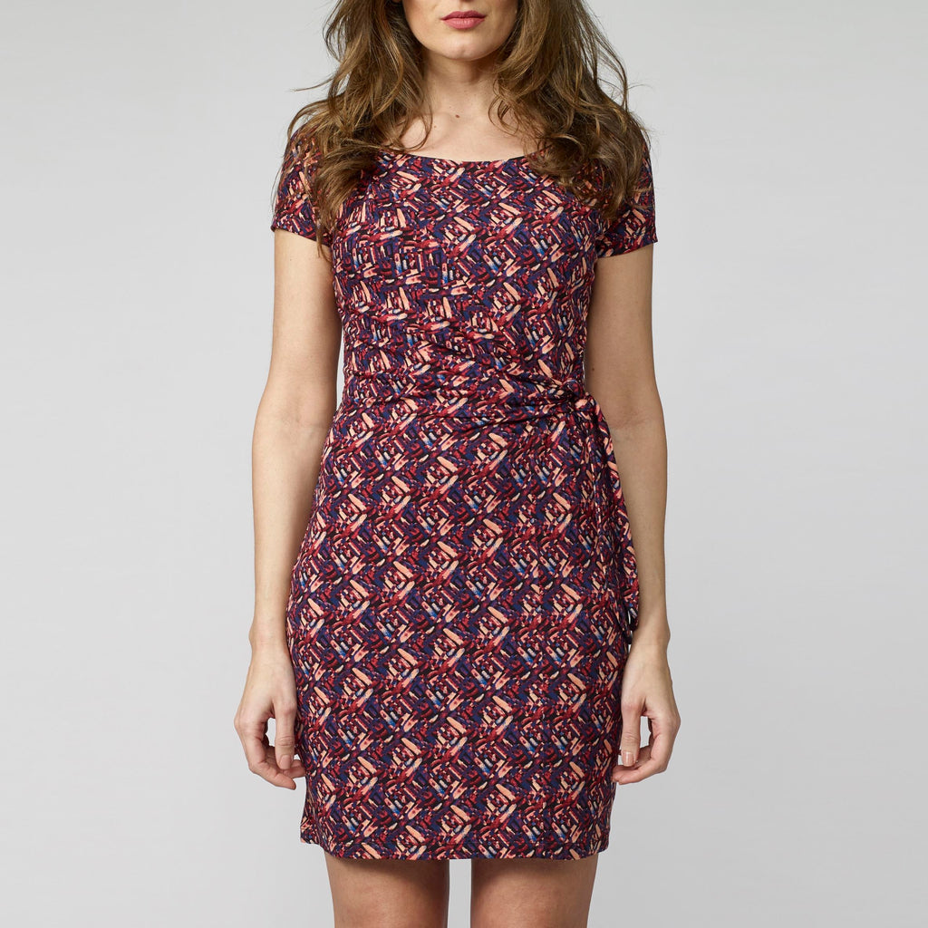 Vestido Fluido Mujer Manga Corta Estampado Étnico – Koroshi 2112VS21