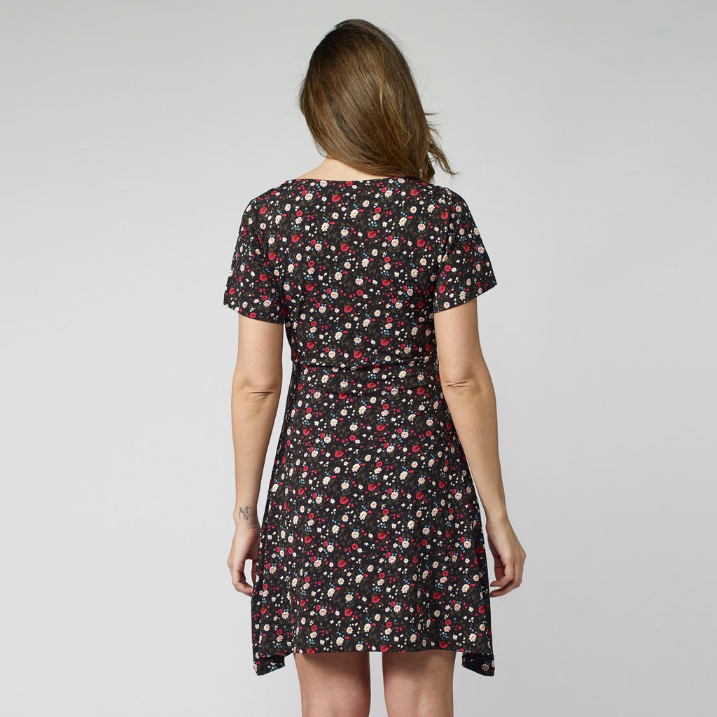 Vestido Corto Estampado Floral Manga Corta Mujer – Koroshi 2112VS32