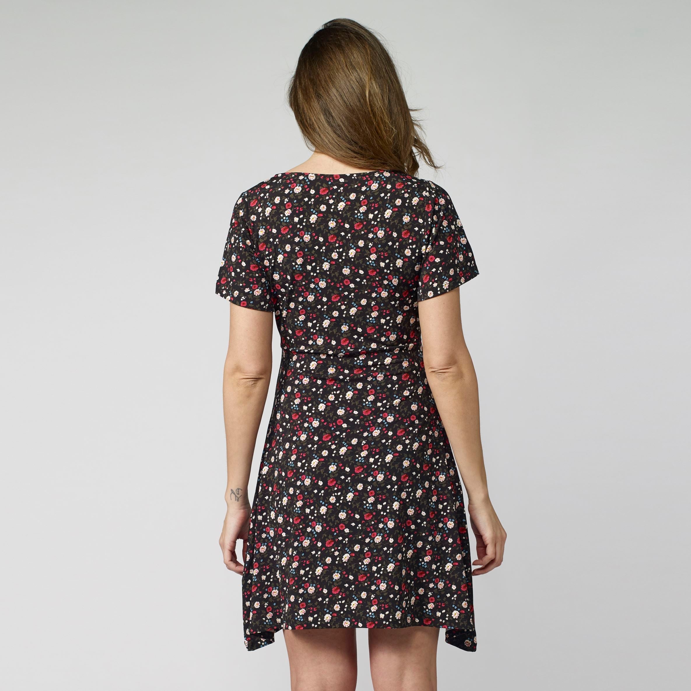Vestido Corto Estampado Floral Manga Corta Mujer – Koroshi 2112VS32
