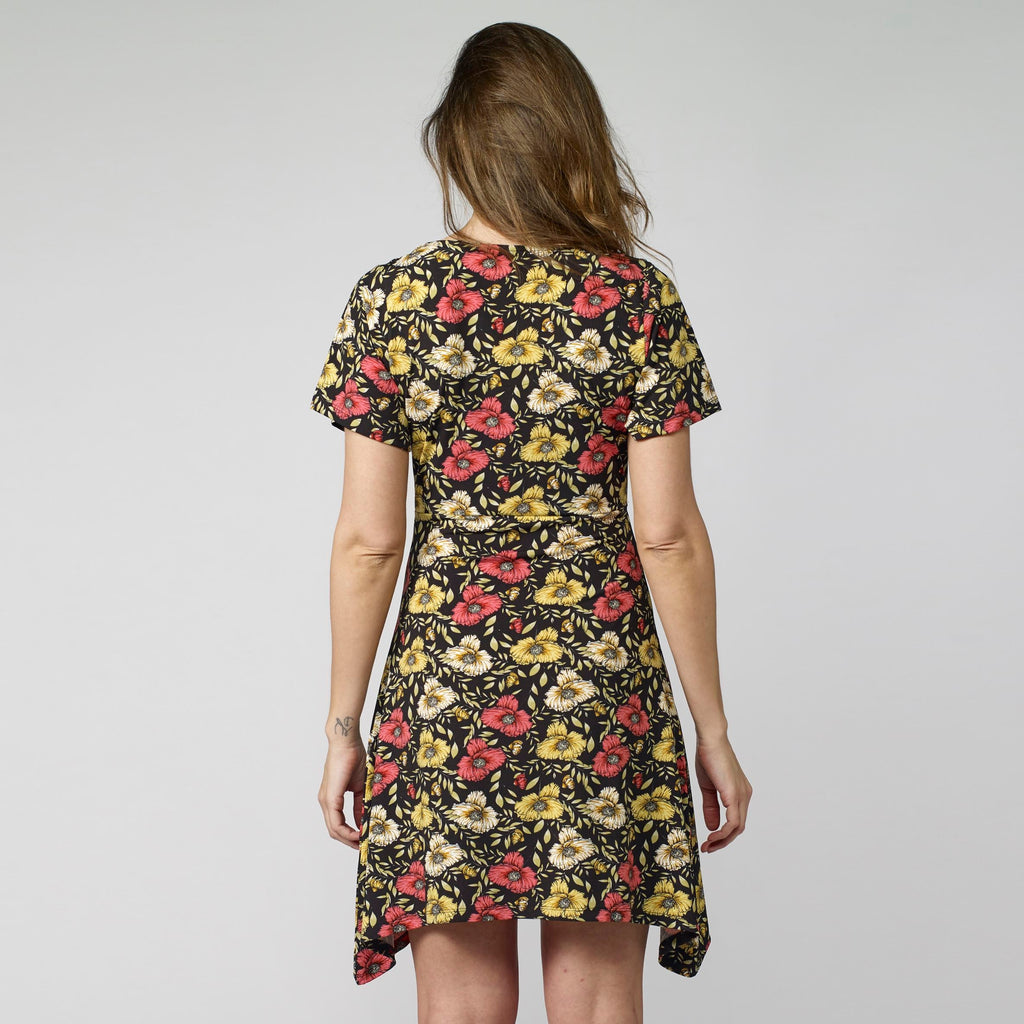 Vestido Corto Estampado Floral Manga Corta Mujer – Koroshi 2112VS32
