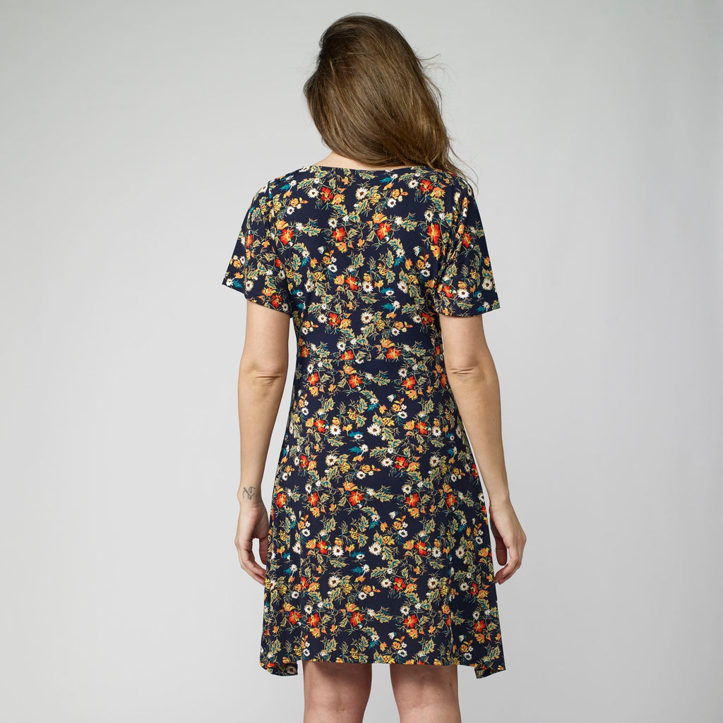 Vestido Corto Estampado Floral Manga Corta Mujer – Koroshi 2112VS32