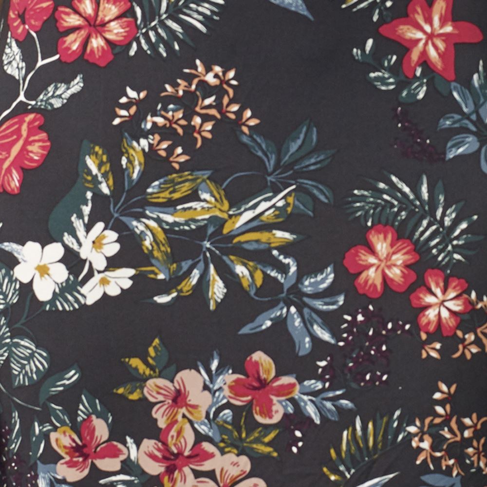 Vestido Mujer Sin Mangas Estampado Floral Tropical Entallado – Koroshi Negro