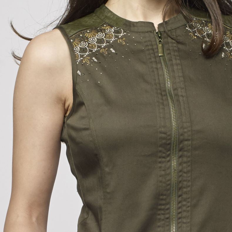 Vestido Mujer Sin Mangas con Cremallera y Bordados Étnicos – Koroshi 2112VS48