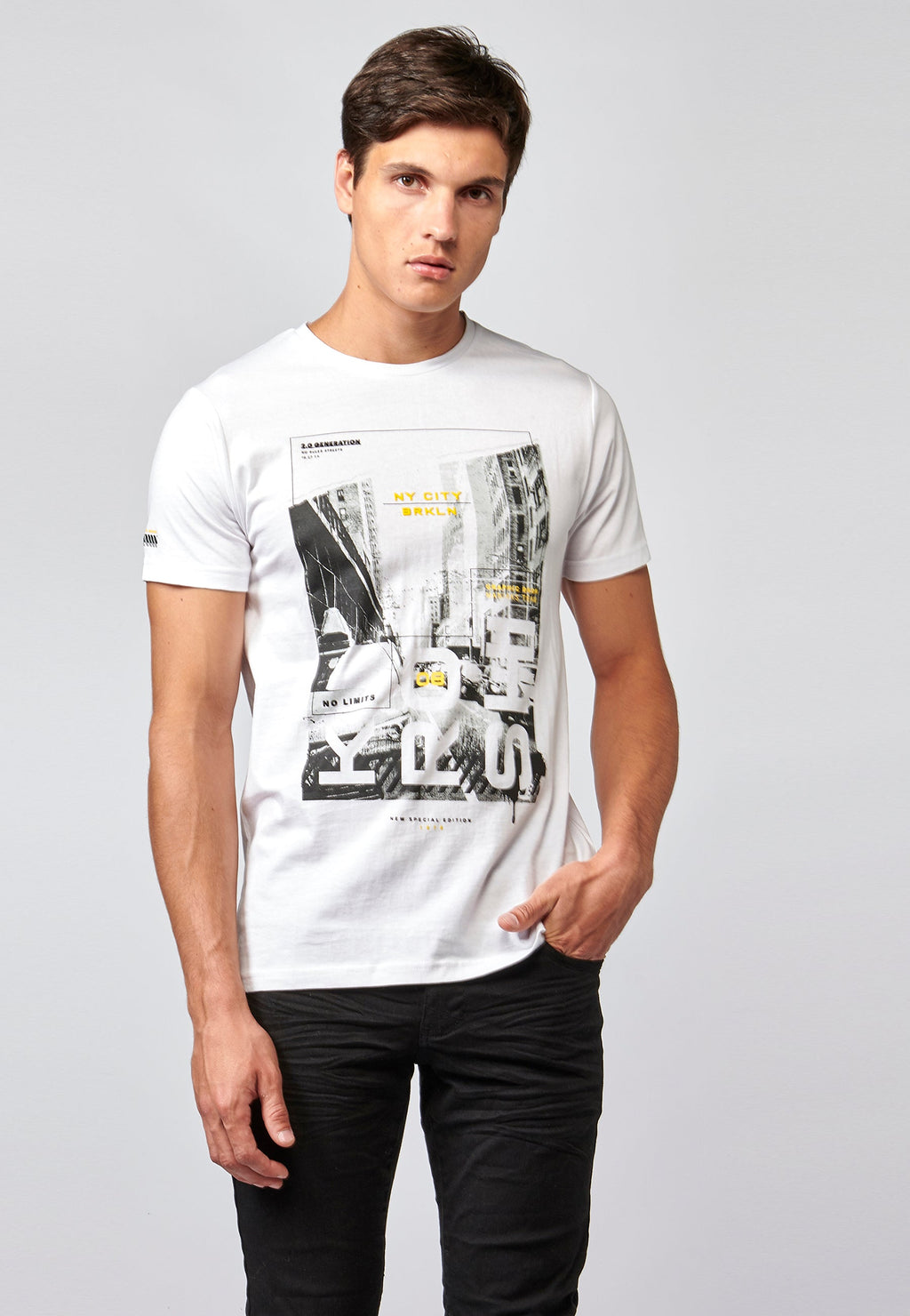 Camiseta Hombre Manga Corta Estampado Urbano – Koroshi 2121MC30
