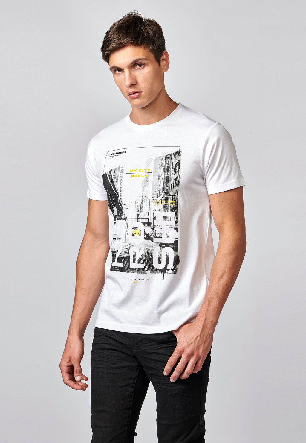 Camiseta Hombre Manga Corta Estampado Urbano – Koroshi 2121MC30