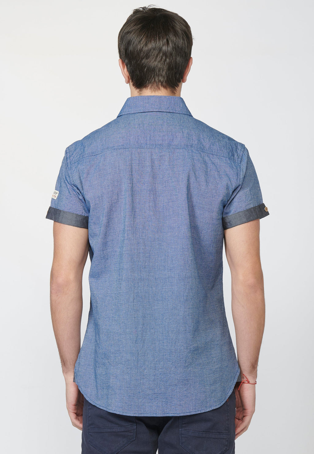 Camisa Hombre Manga Corta Fil a Fil Estampado Texto – Koroshi 2211CC06