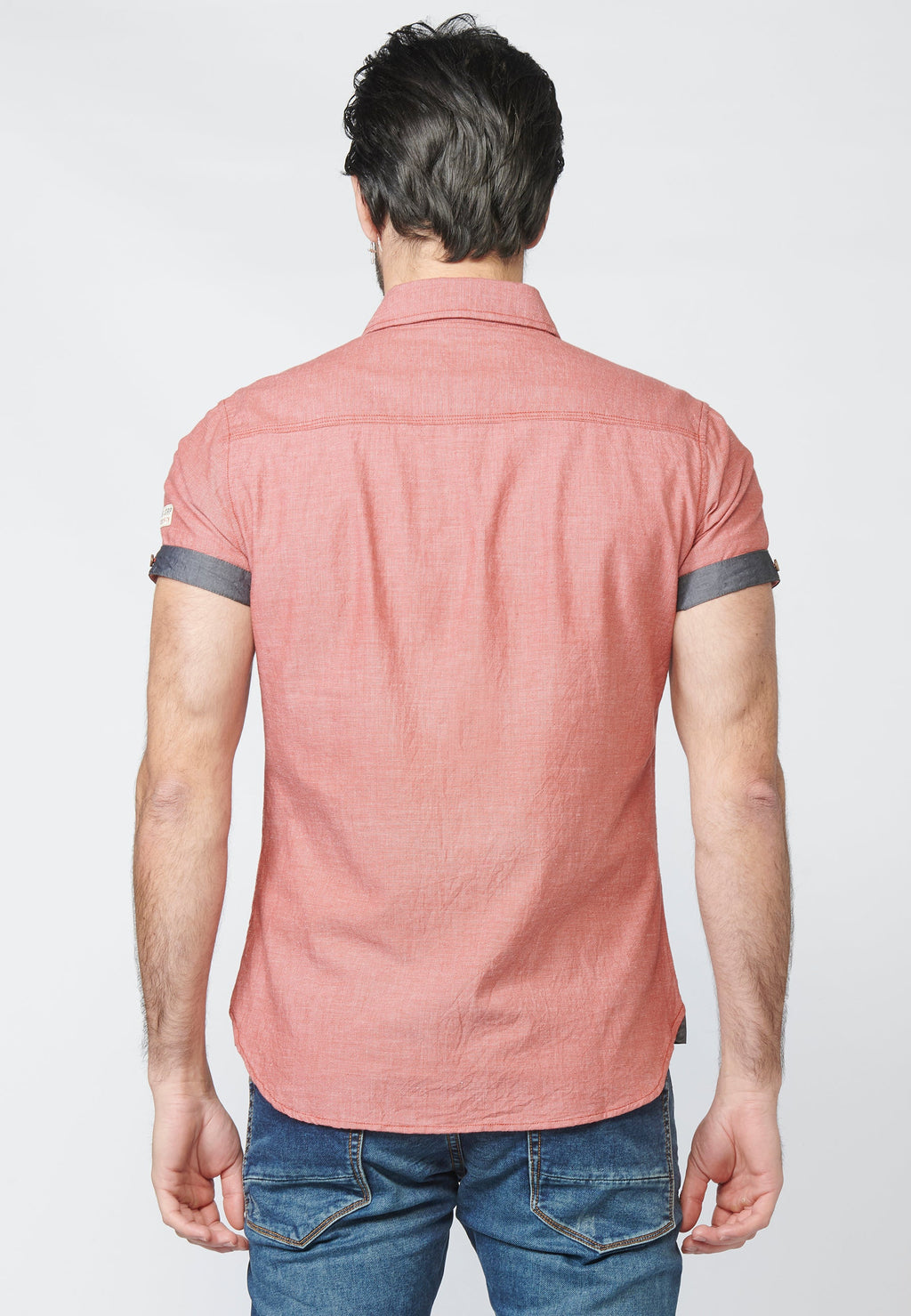 Camisa Hombre Manga Corta Fil a Fil Estampado Texto – Koroshi 2211CC06