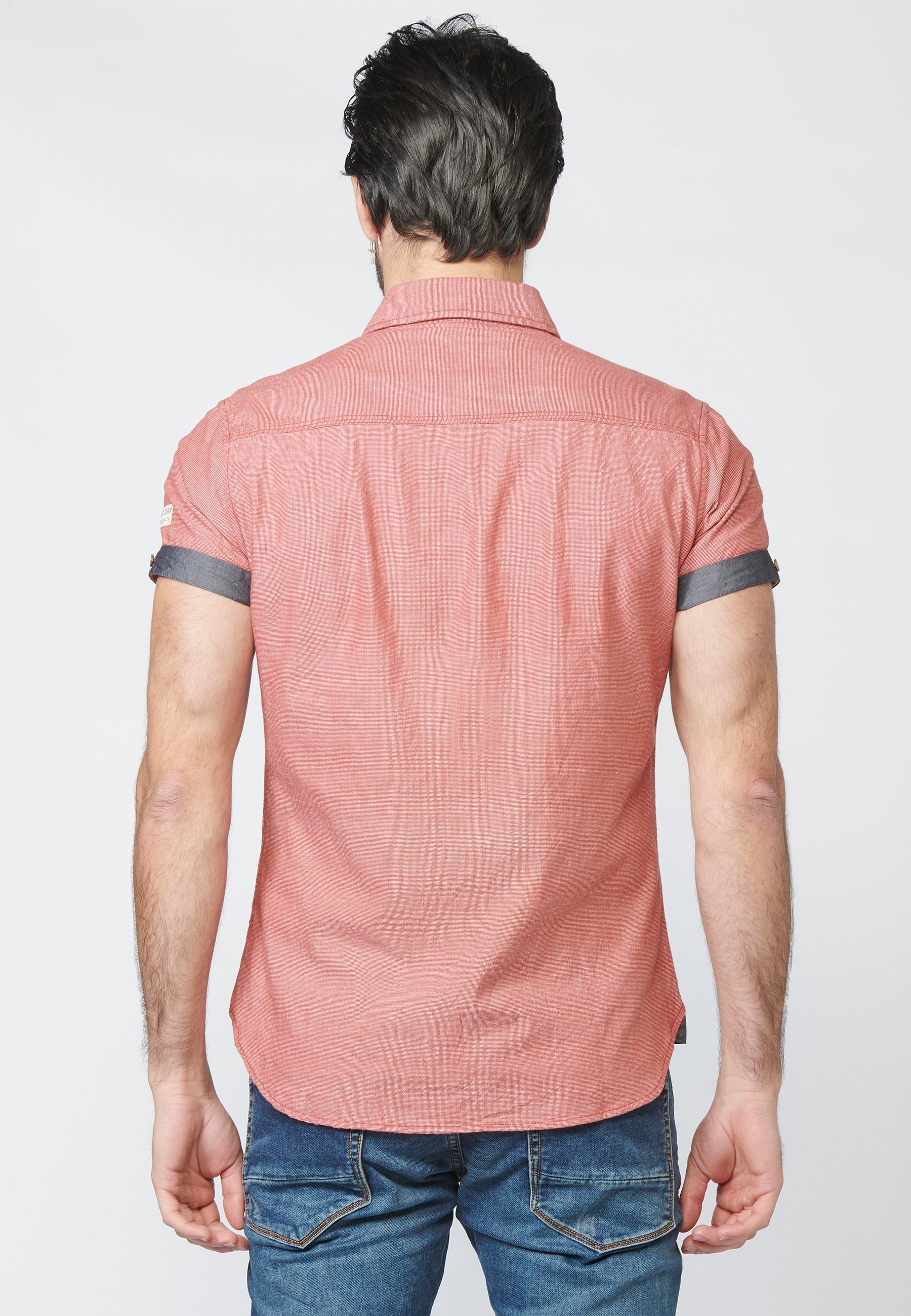 Camisa Hombre Manga Corta Fil a Fil Estampado Texto – Koroshi 2211CC06