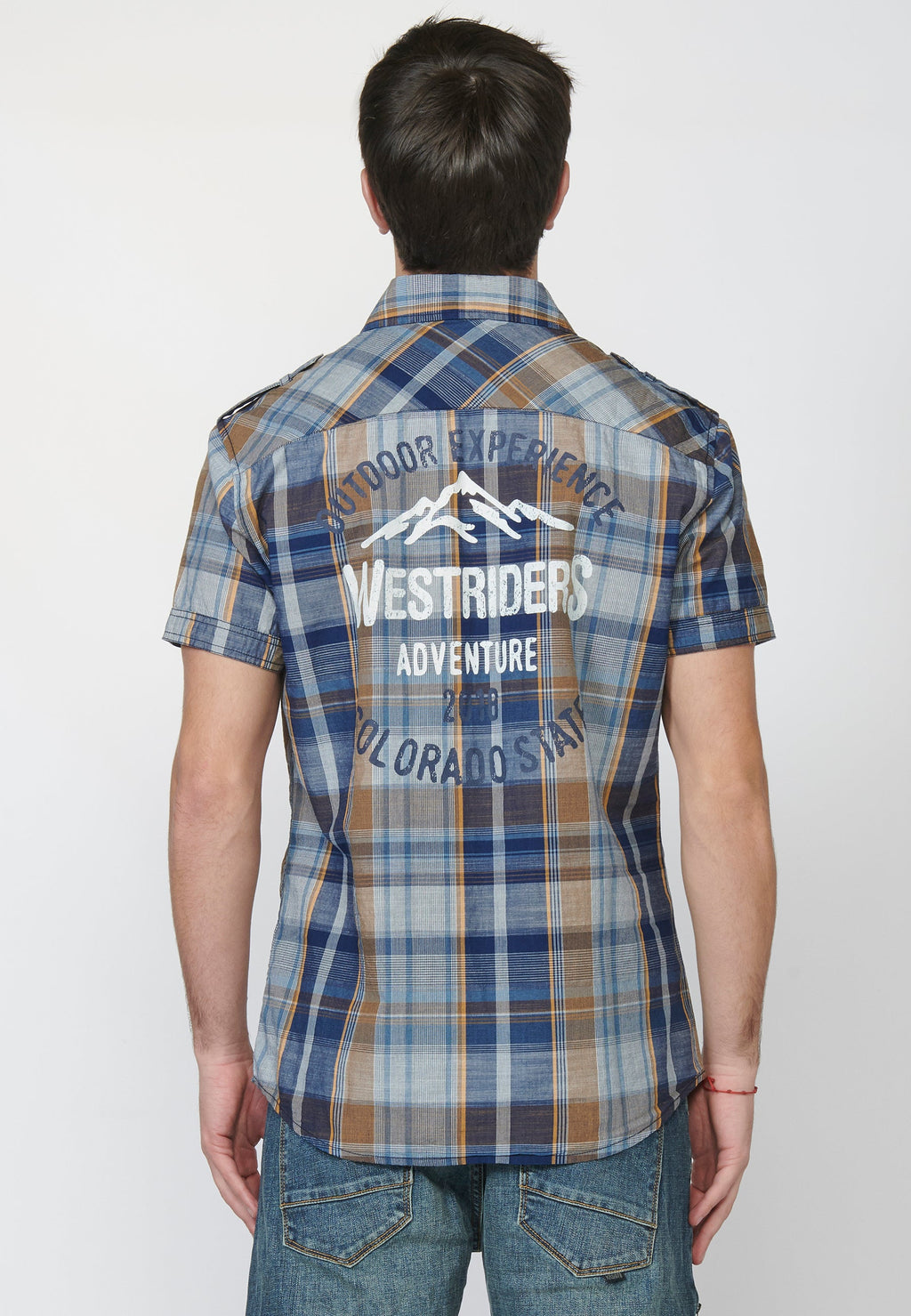 Camisa Hombre Manga Corta Cuadros Bolsillos Solapa – Koroshi 2211CC55