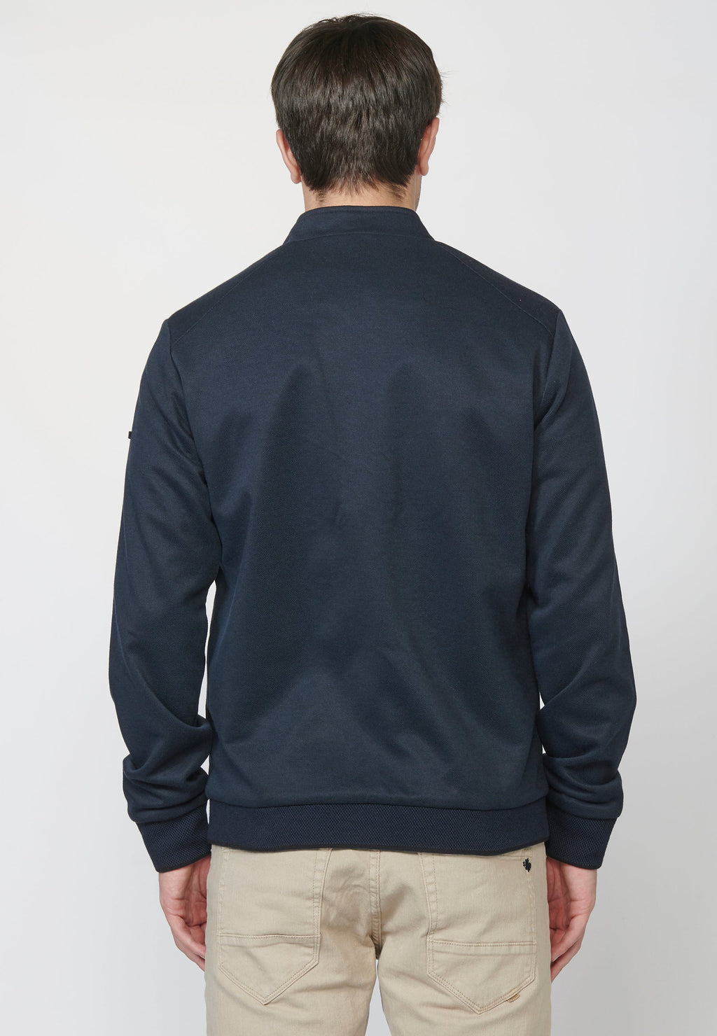 Cazadora Bomber Hombre Punto Estructurado Cuello Mao – Koroshi Azul Navy