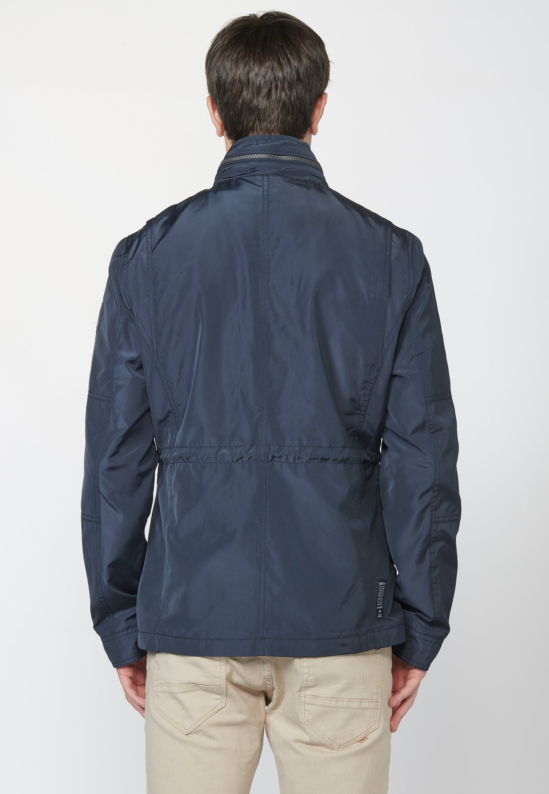 Chaqueta Field Hombre Cuello Alto con Cuatro Bolsillos – Koroshi Azul Navy