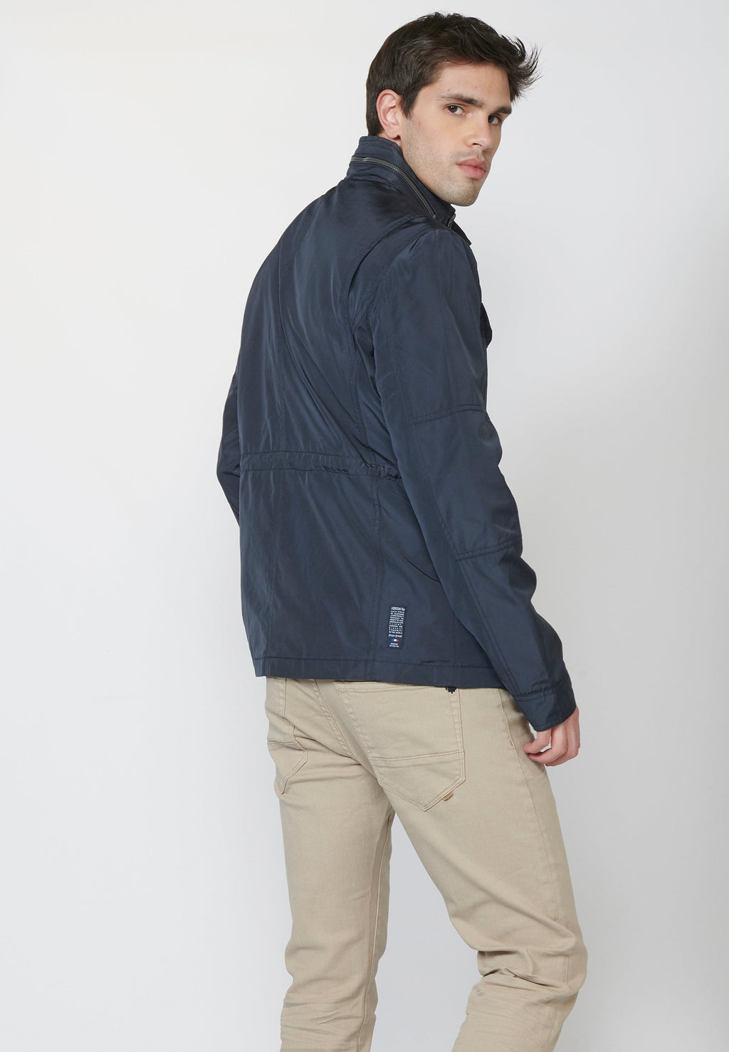 Chaqueta Field Hombre Cuello Alto con Cuatro Bolsillos – Koroshi Azul Navy