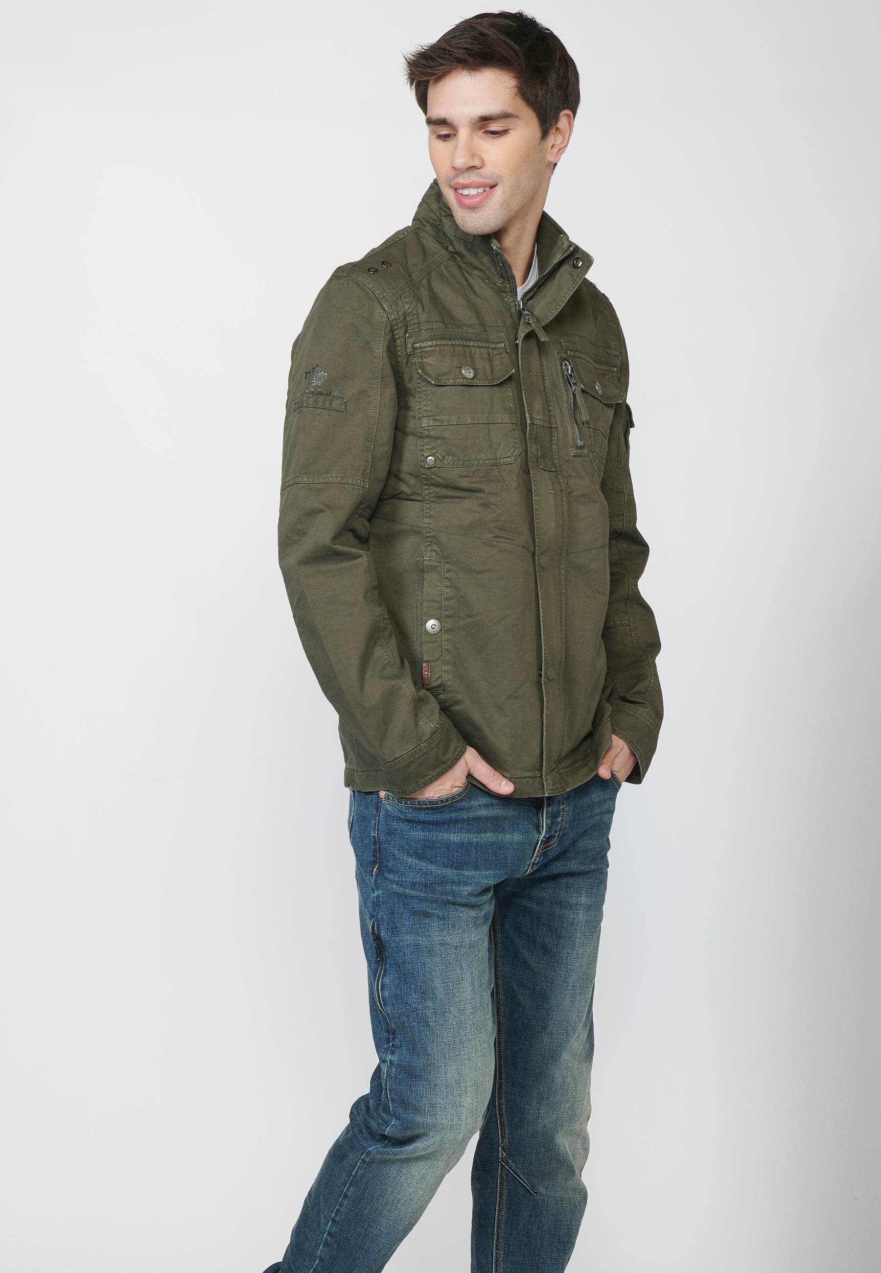 Chaqueta Militar Hombre 100% Algodón Cuello Alzado – Koroshi 2211JA20