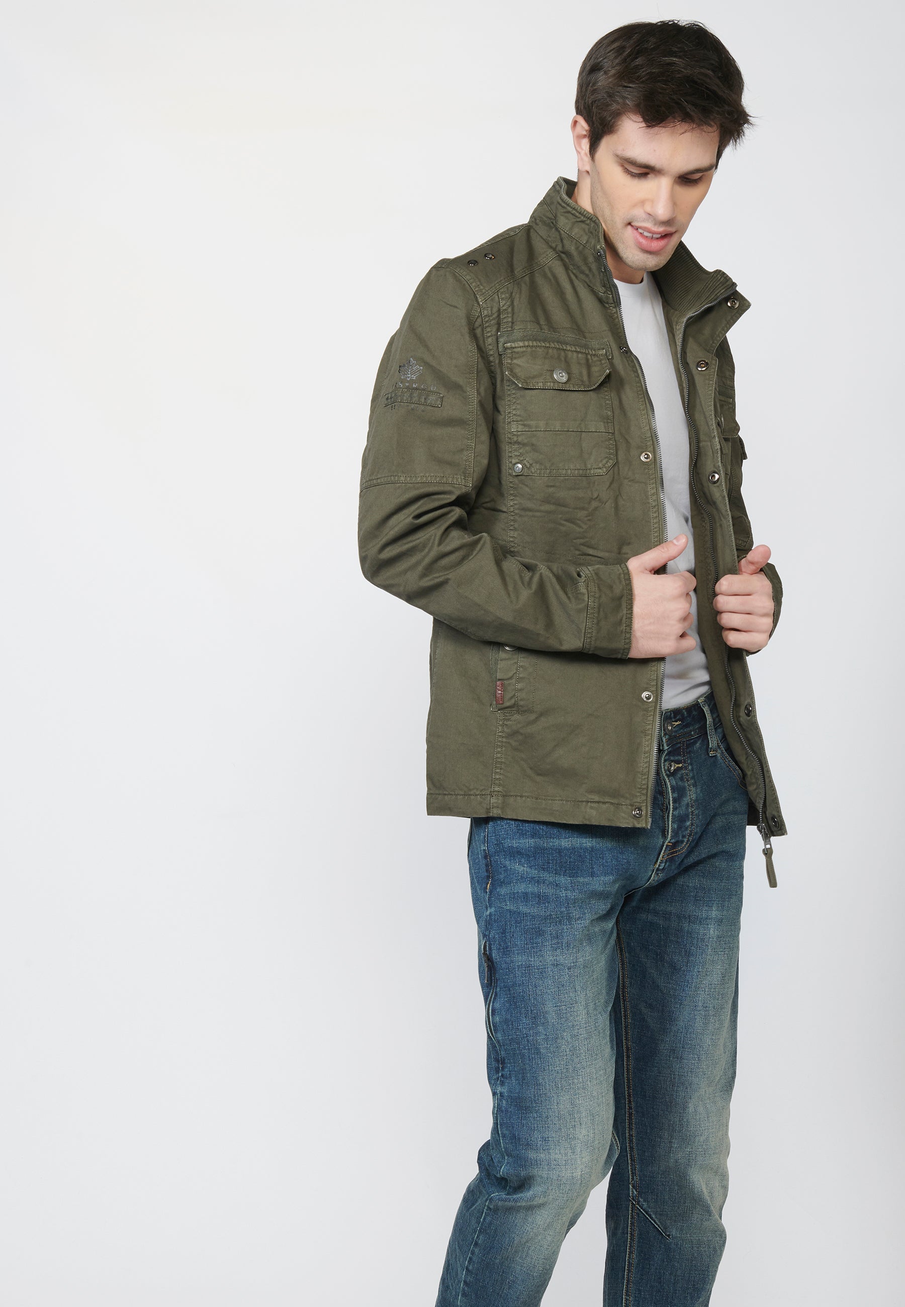 Chaqueta Militar Hombre 100% Algodón Cuello Alzado – Koroshi 2211JA20