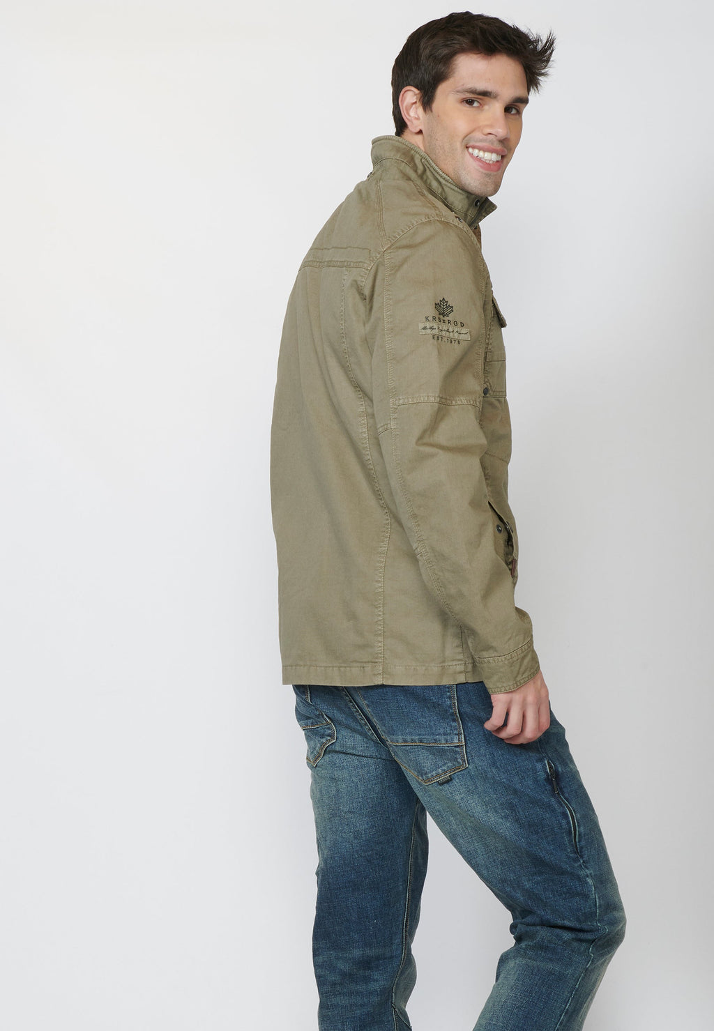 Chaqueta Militar Hombre 100% Algodón Cuello Alzado – Koroshi 2211JA20