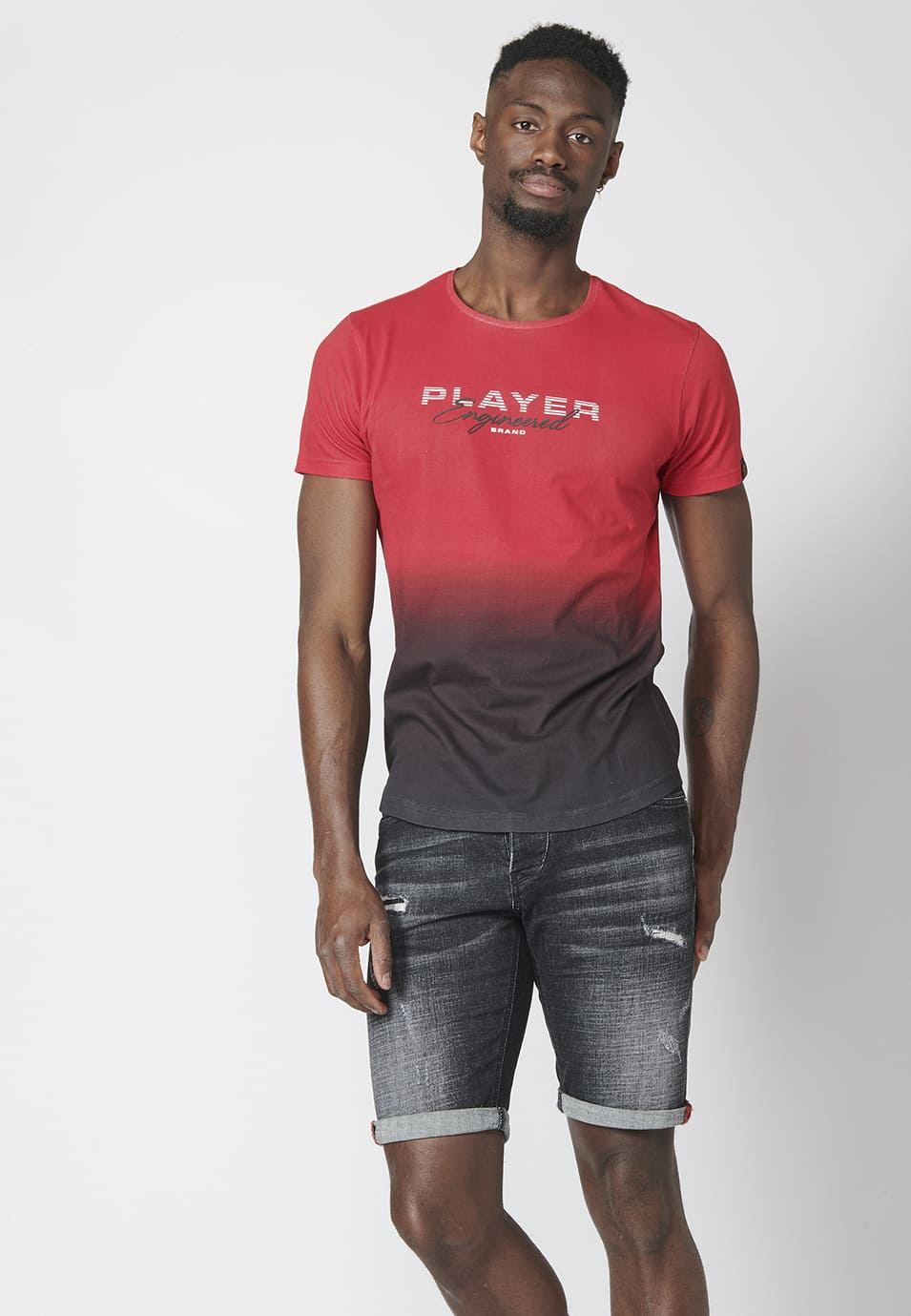 Camiseta Hombre Manga Corta Estampado Degradado 100% Algodón – Koroshi 2211MC00