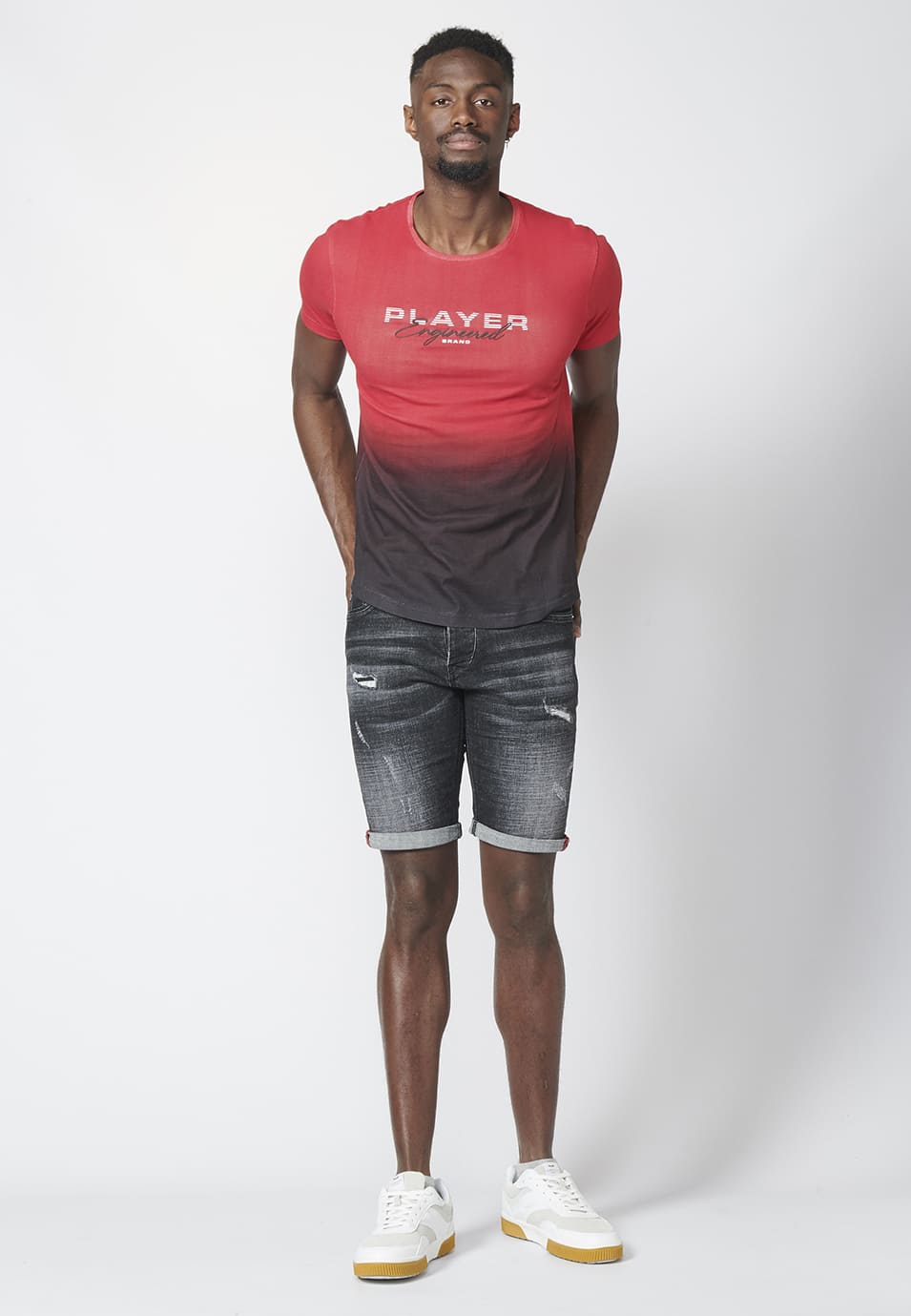 Camiseta Hombre Manga Corta Estampado Degradado 100% Algodón – Koroshi 2211MC00
