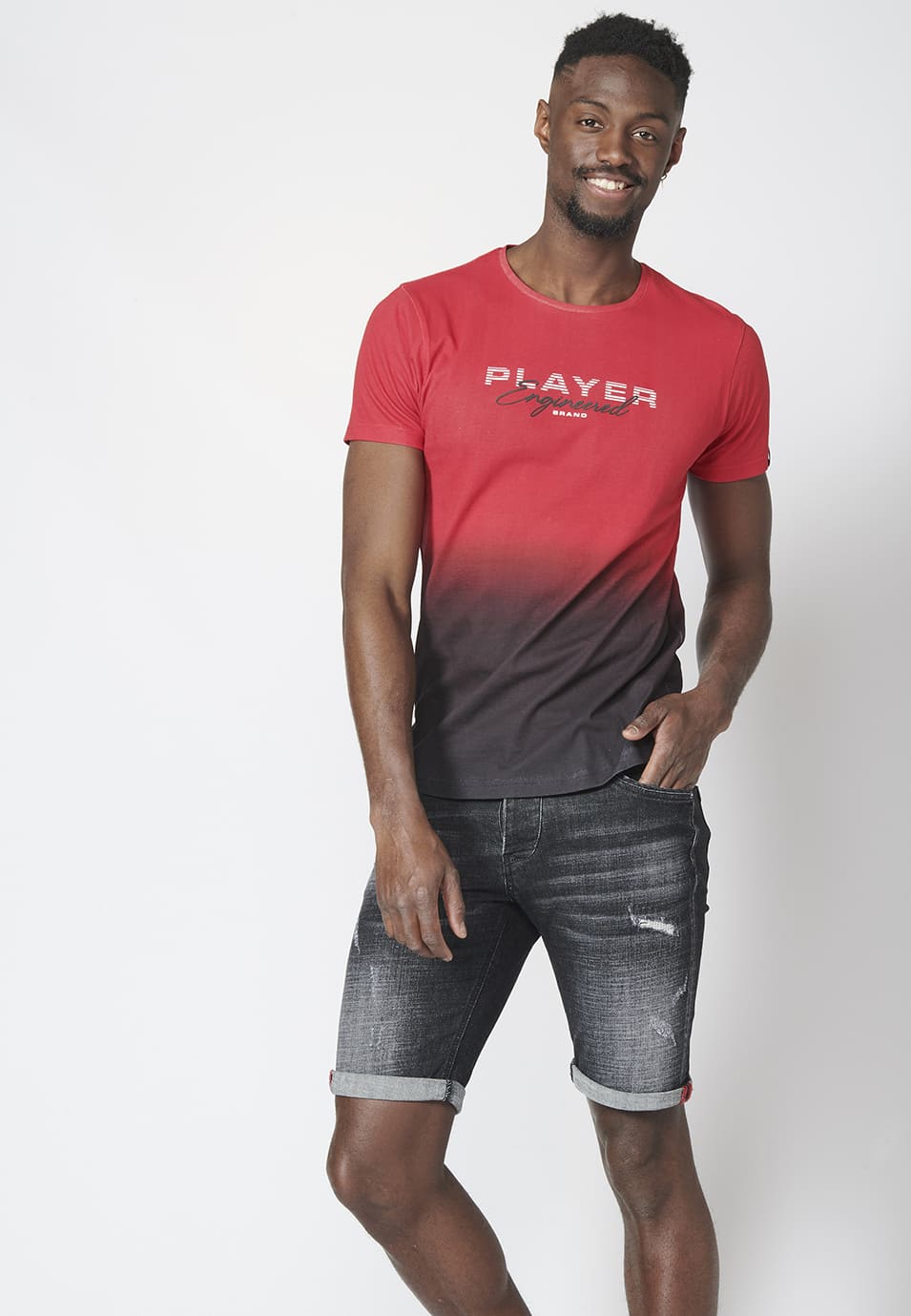 Camiseta Hombre Manga Corta Estampado Degradado 100% Algodón – Koroshi 2211MC00
