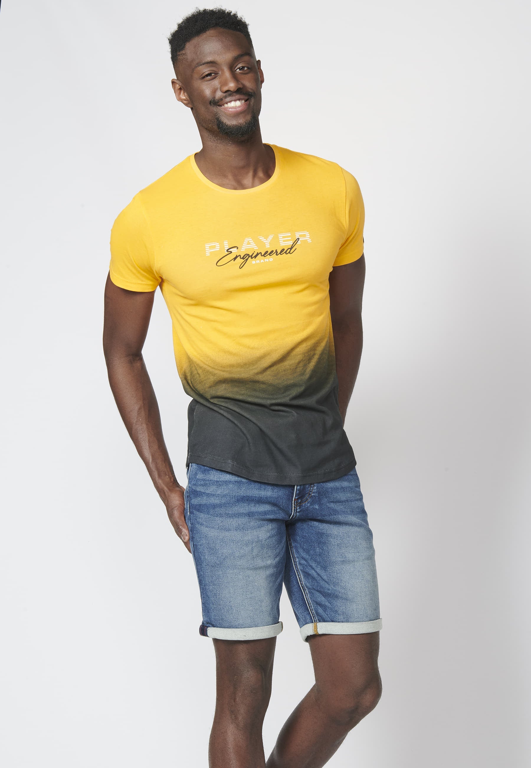 Camiseta Hombre Manga Corta Estampado Degradado 100% Algodón – Koroshi 2211MC00
