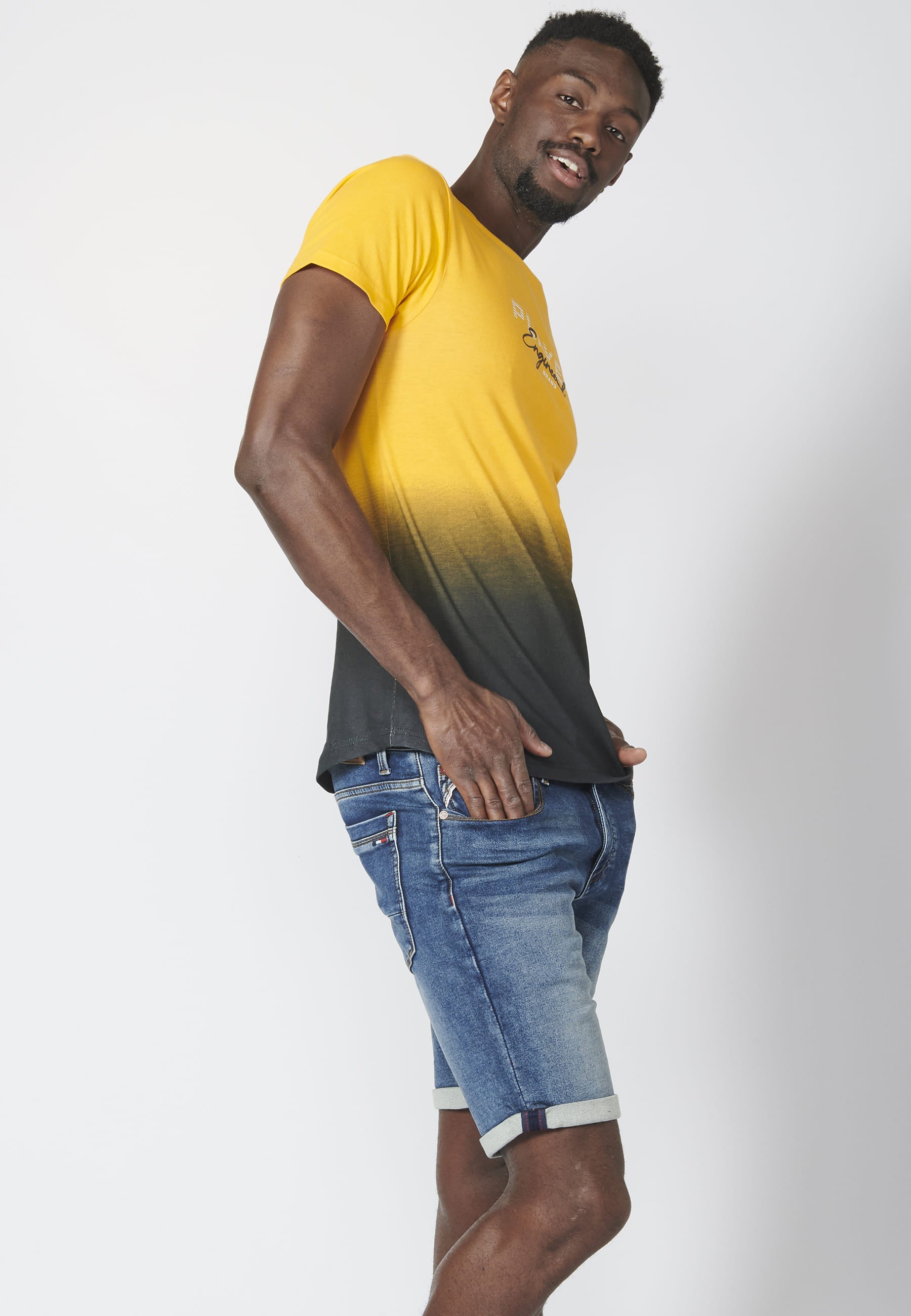 Camiseta Hombre Manga Corta Estampado Degradado 100% Algodón – Koroshi 2211MC00