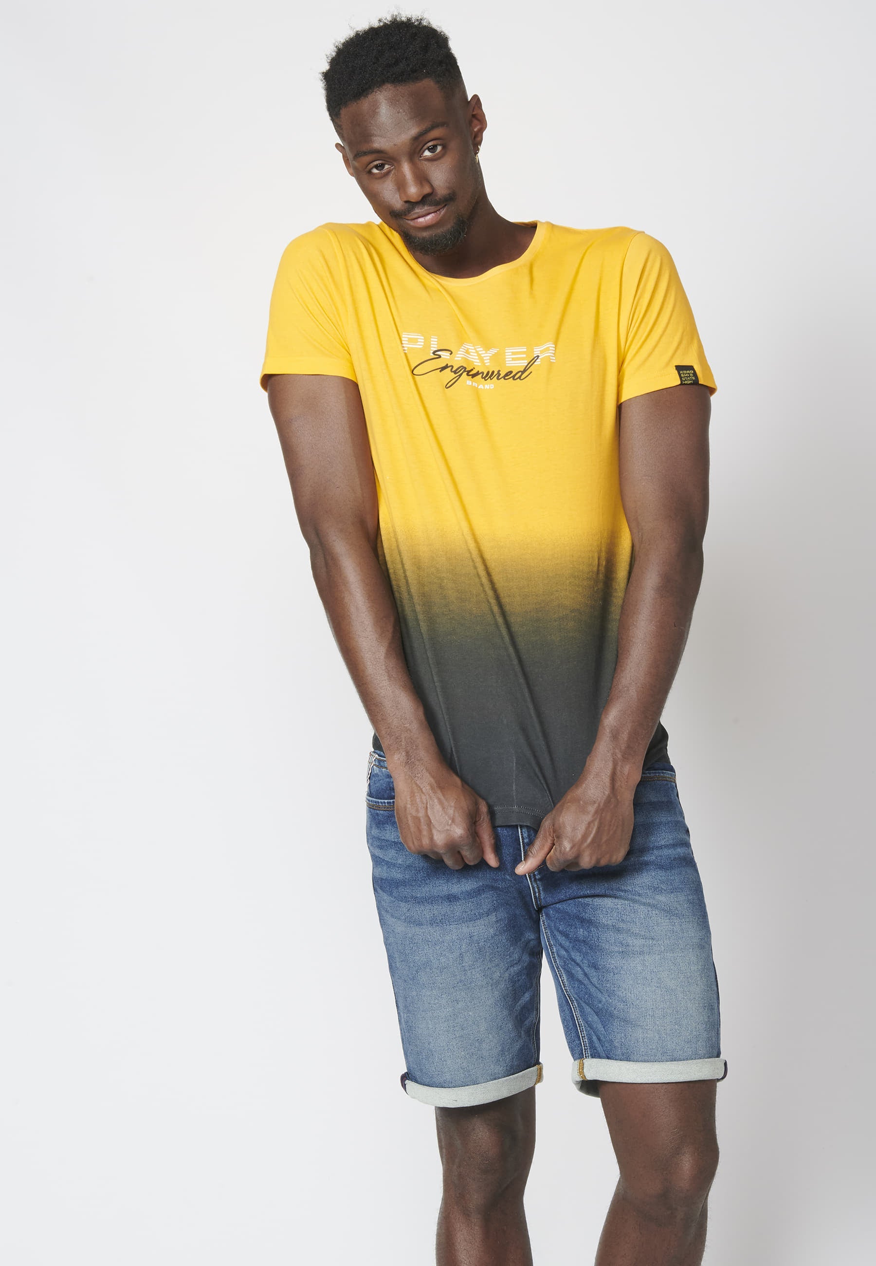 Camiseta Hombre Manga Corta Estampado Degradado 100% Algodón – Koroshi 2211MC00