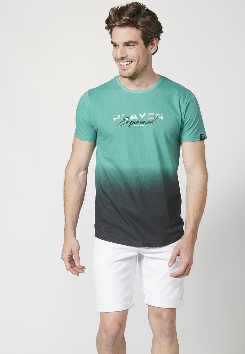Camiseta Hombre Manga Corta Estampado Degradado 100% Algodón – Koroshi 2211MC00