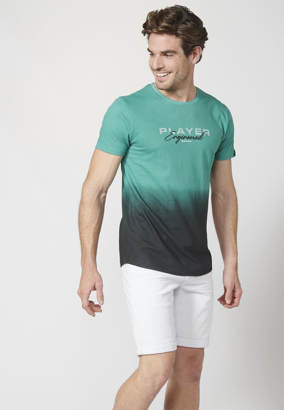 Camiseta Hombre Manga Corta Estampado Degradado 100% Algodón – Koroshi 2211MC00