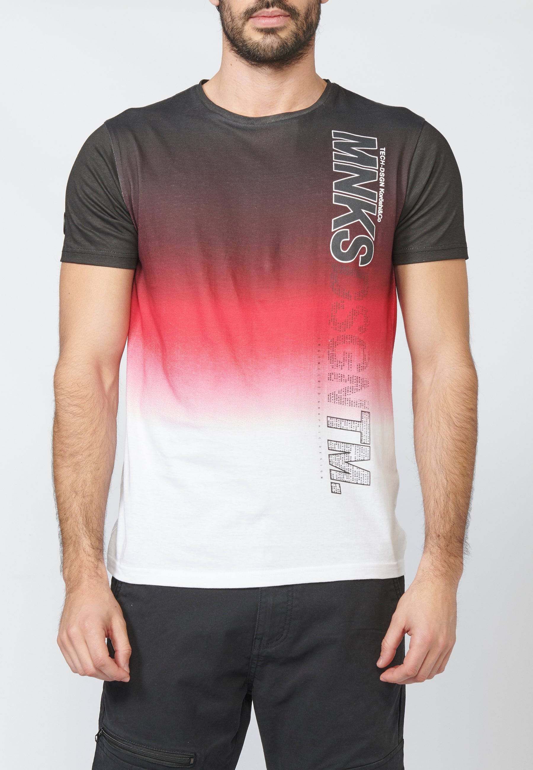 Camiseta Hombre Manga Corta Degradado y Logo Lateral – Koroshi 2211MC03