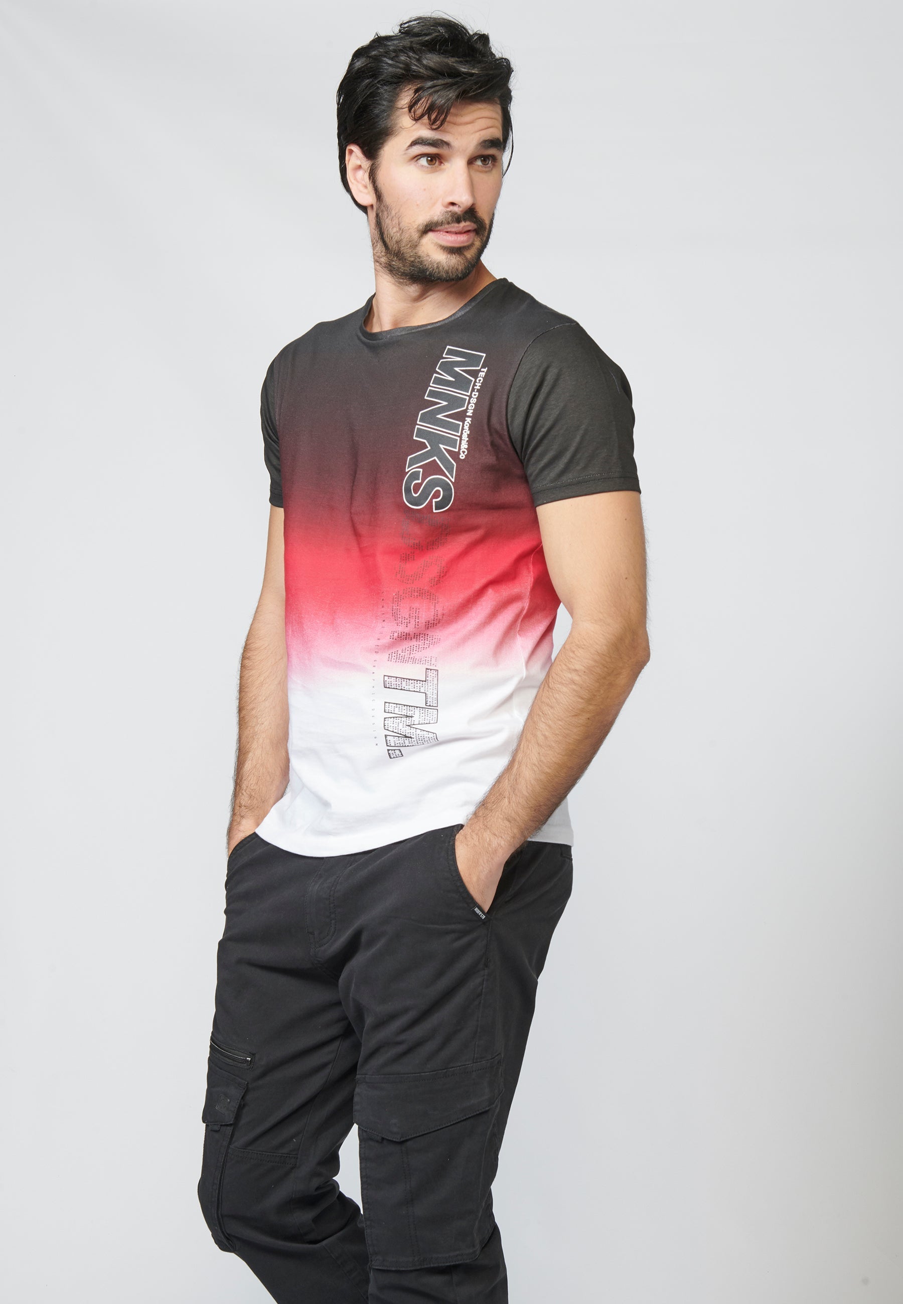 Camiseta Hombre Manga Corta Degradado y Logo Lateral – Koroshi 2211MC03