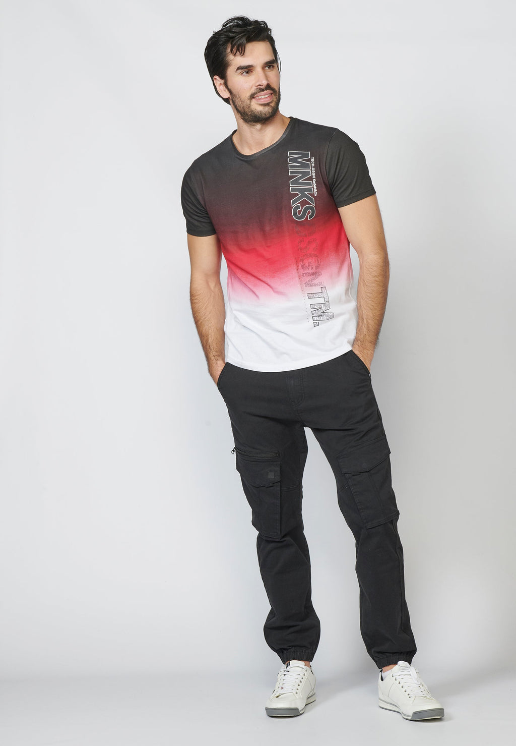 Camiseta Hombre Manga Corta Degradado y Logo Lateral – Koroshi 2211MC03