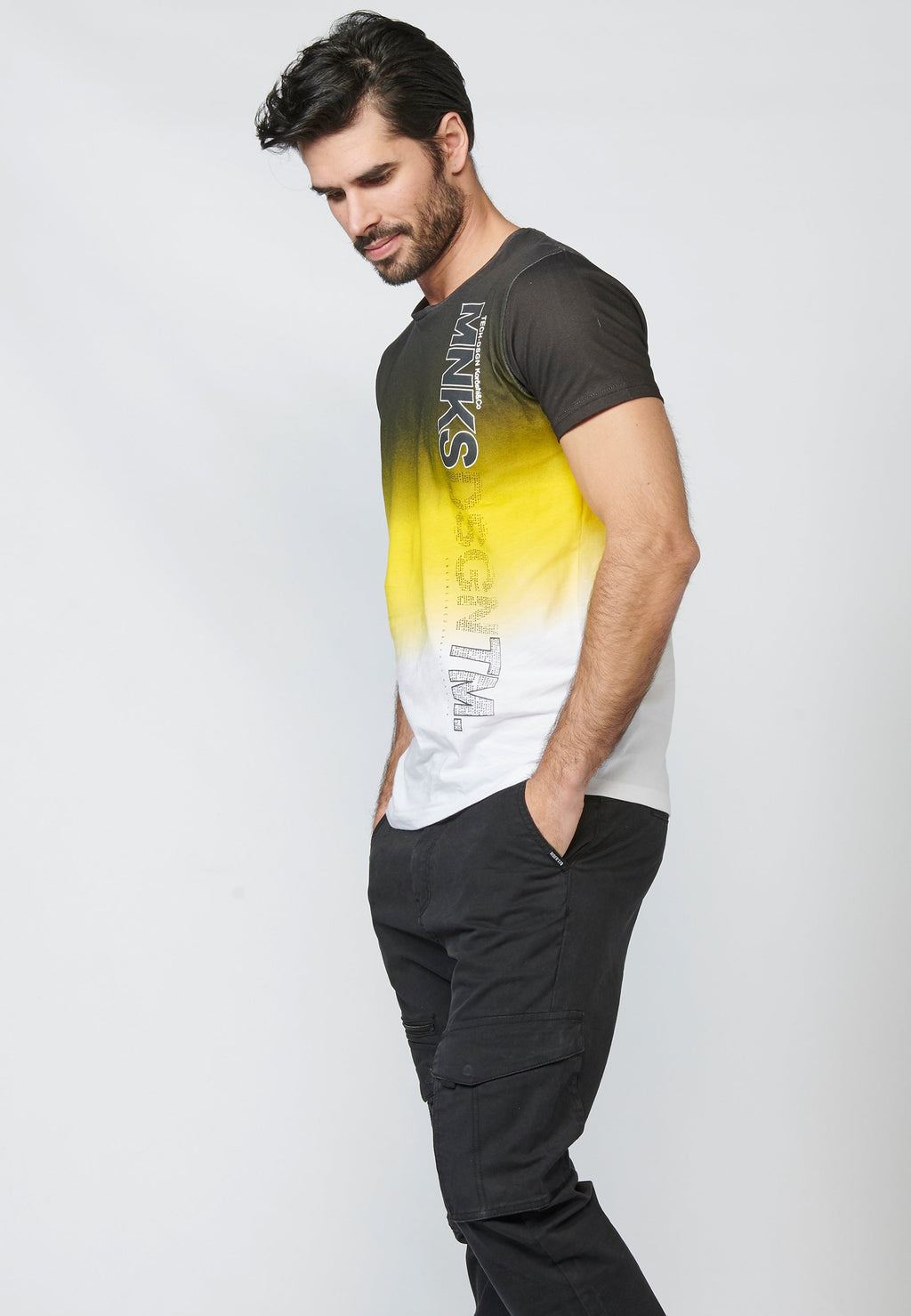Camiseta Hombre Manga Corta Degradado y Logo Lateral – Koroshi 2211MC03