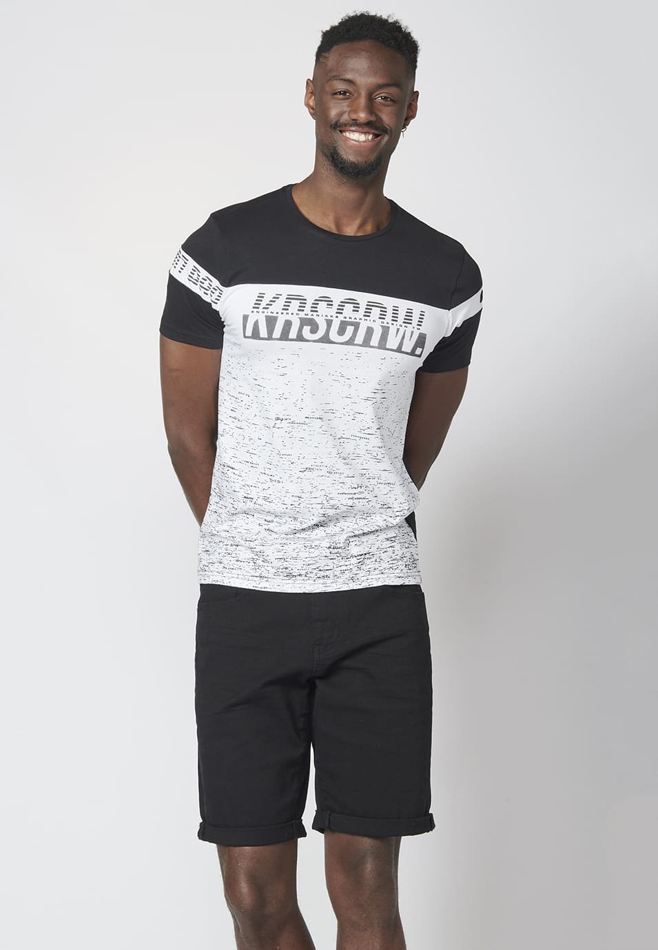 Camiseta Hombre Manga Corta Bloque a Contraste y Logo – Koroshi 2211MC08