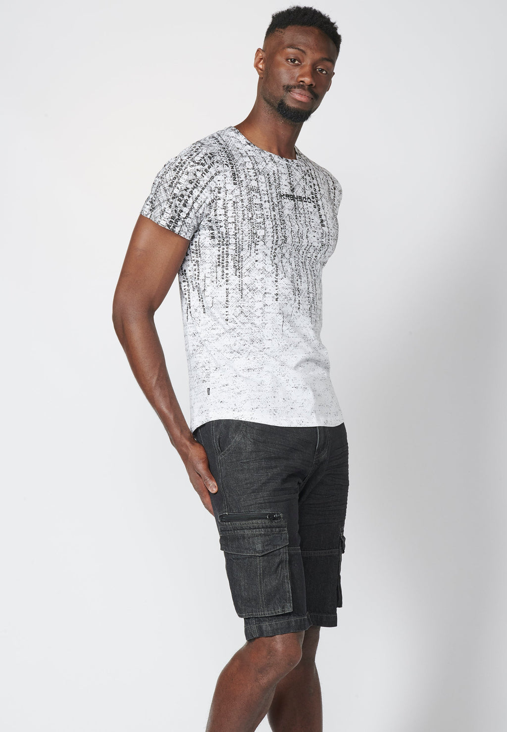 Camiseta Hombre Manga Corta Estampado Degradado Algodón – Koroshi 2211MC11