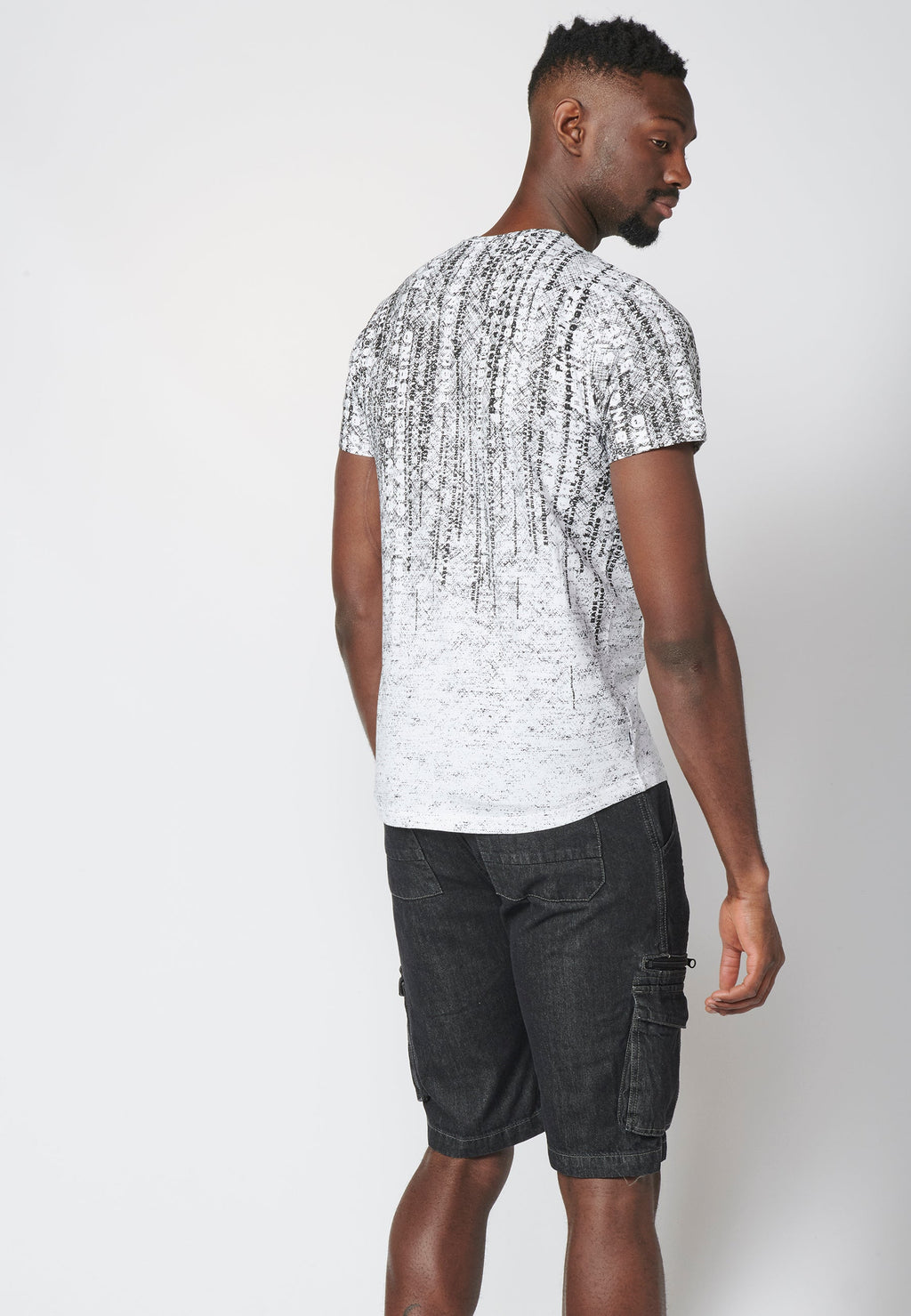 Camiseta Hombre Manga Corta Estampado Degradado Algodón – Koroshi 2211MC11
