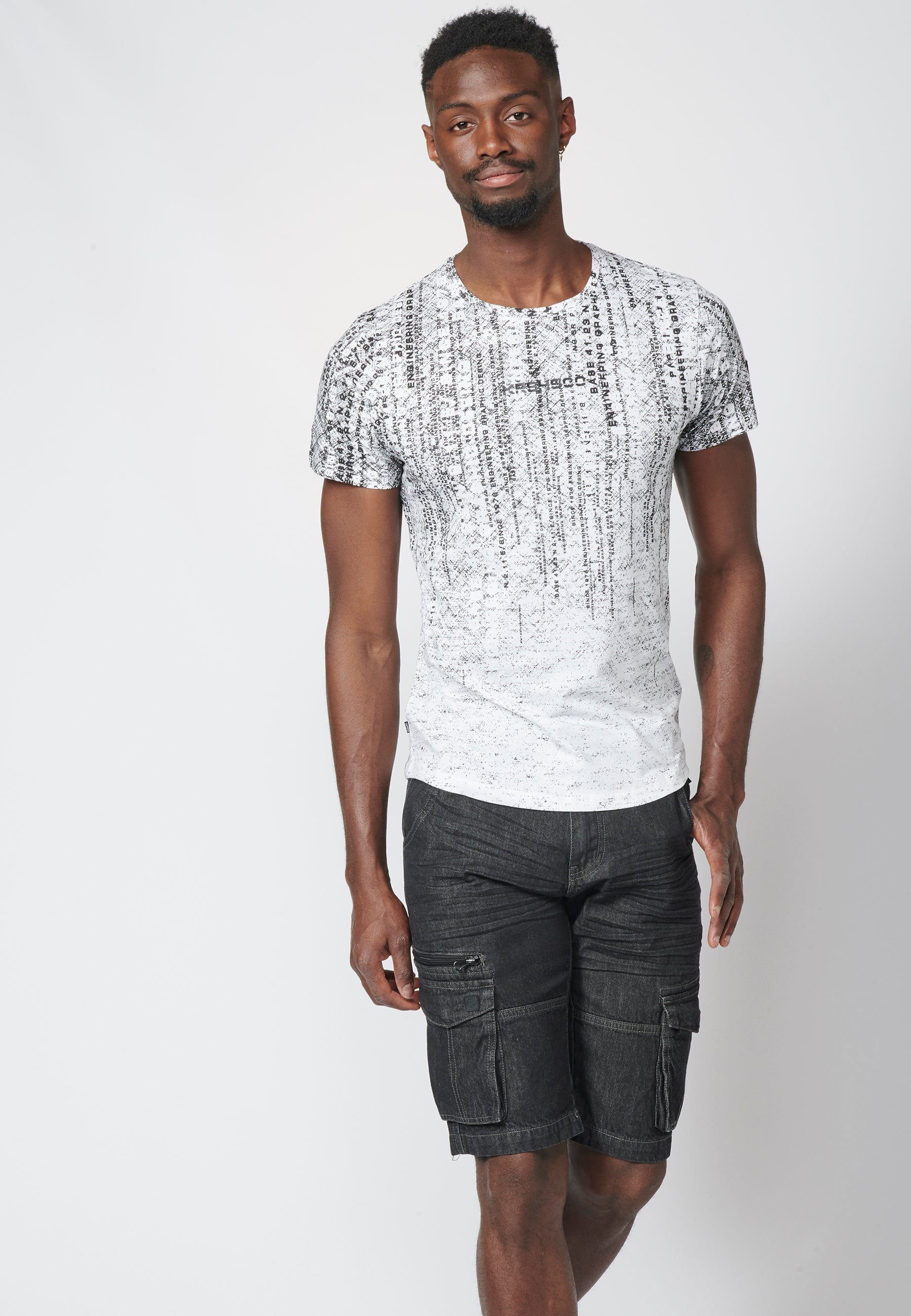 Camiseta Hombre Manga Corta Estampado Degradado Algodón – Koroshi 2211MC11