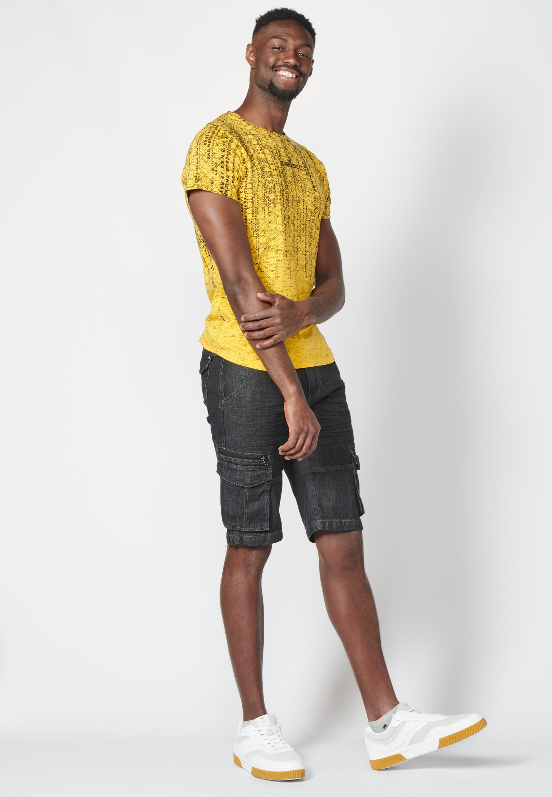 Camiseta Hombre Manga Corta Estampado Degradado Algodón – Koroshi 2211MC11