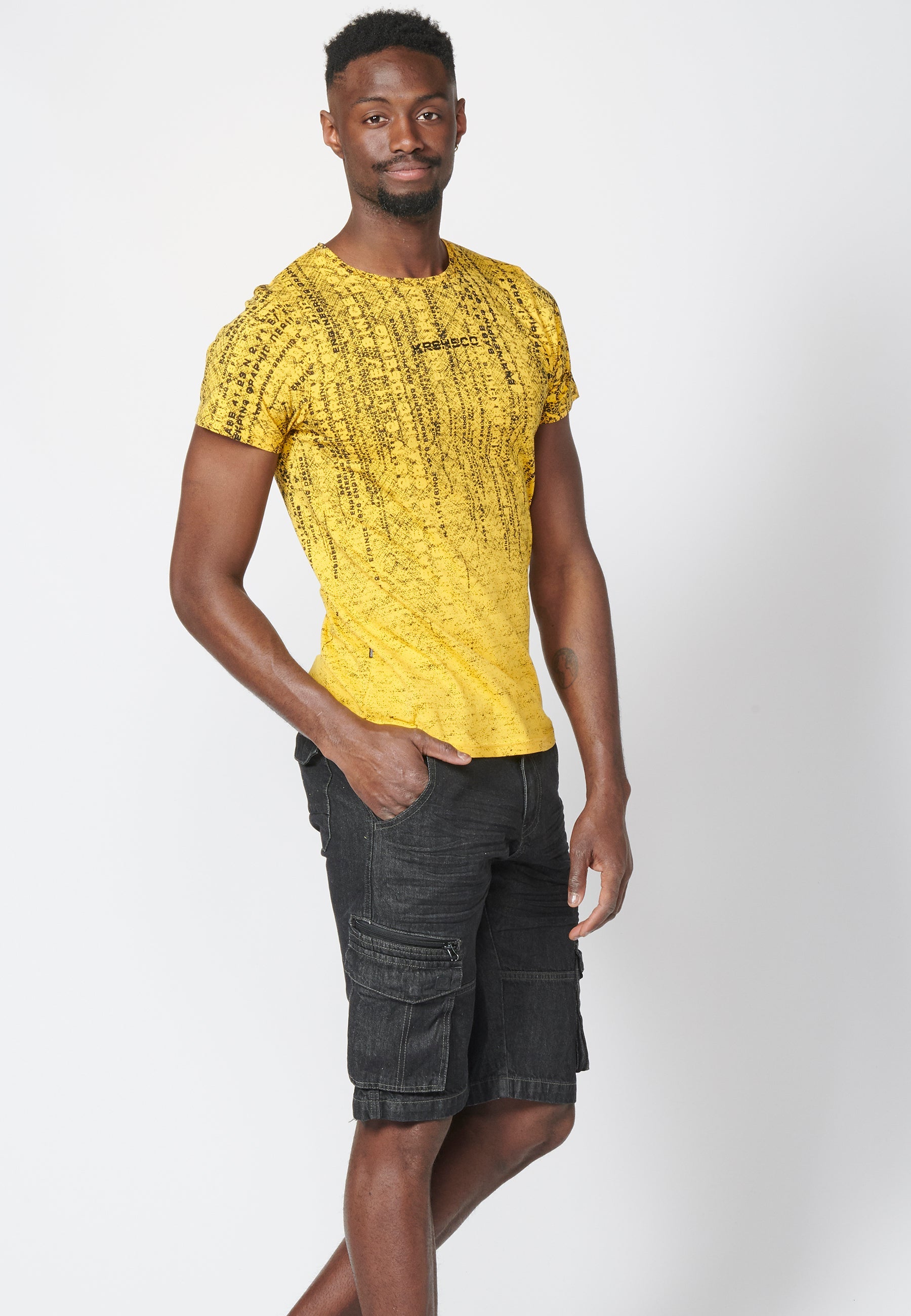 Camiseta Hombre Manga Corta Estampado Degradado Algodón – Koroshi 2211MC11