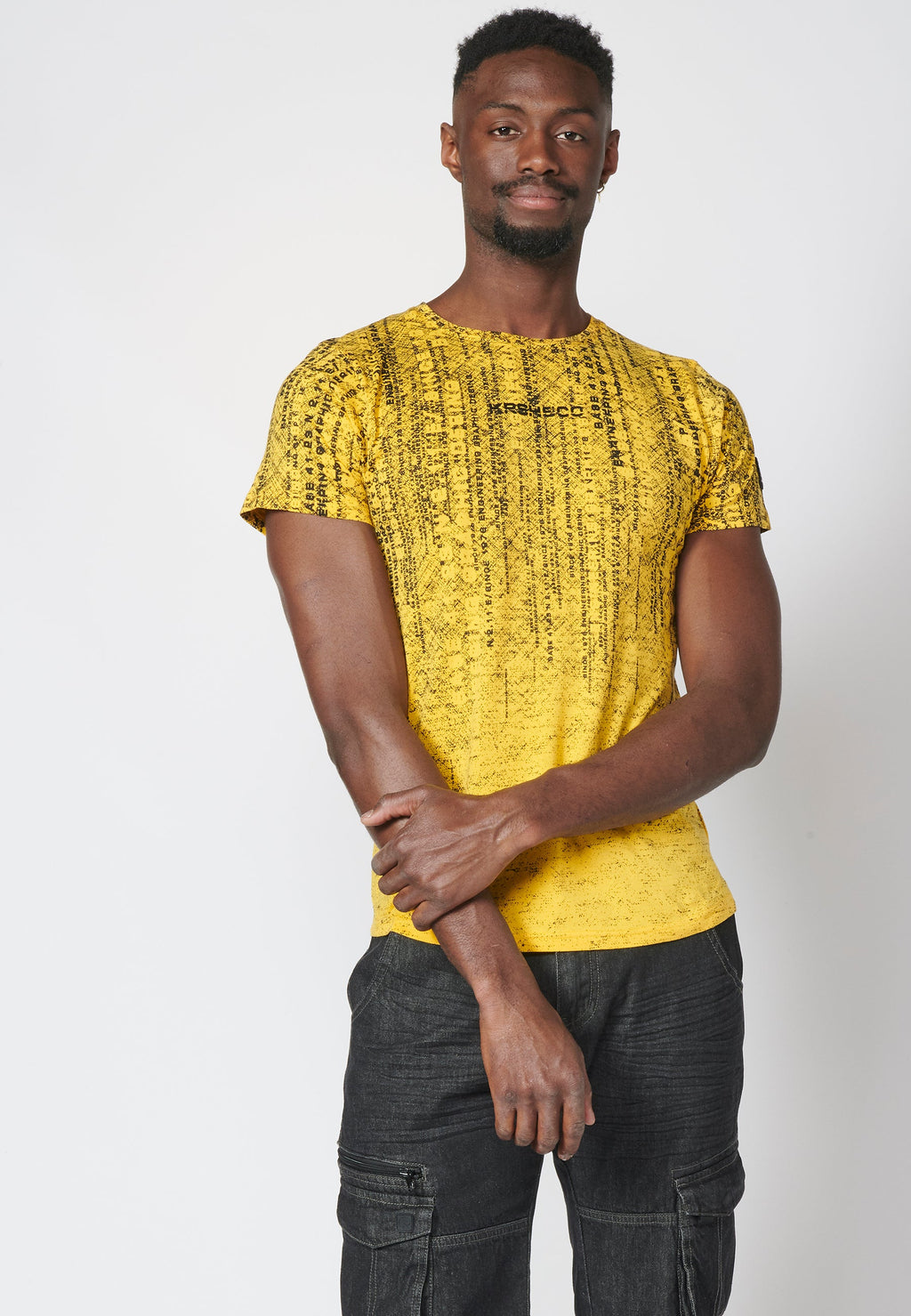 Camiseta Hombre Manga Corta Estampado Degradado Algodón – Koroshi 2211MC11