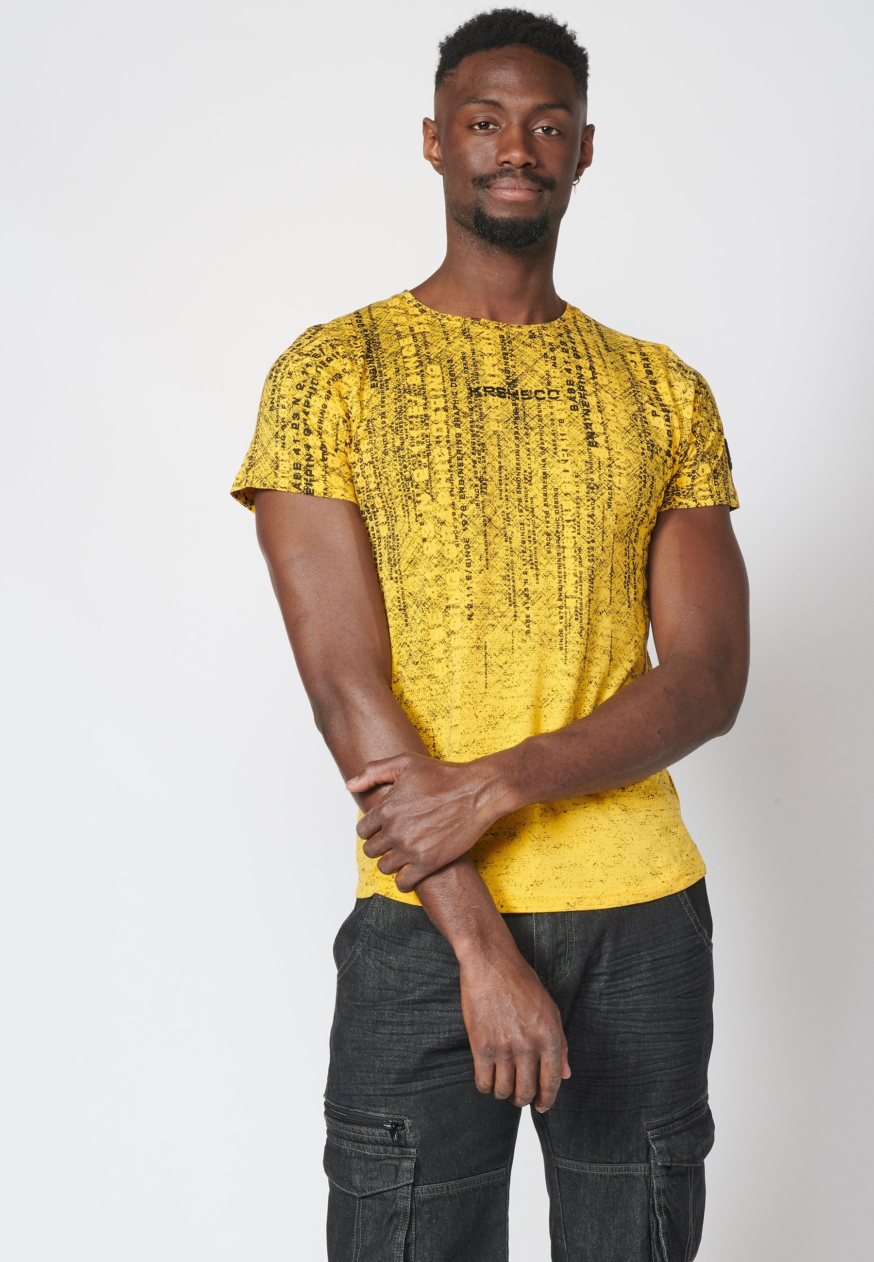 Camiseta Hombre Manga Corta Estampado Degradado Algodón – Koroshi 2211MC11